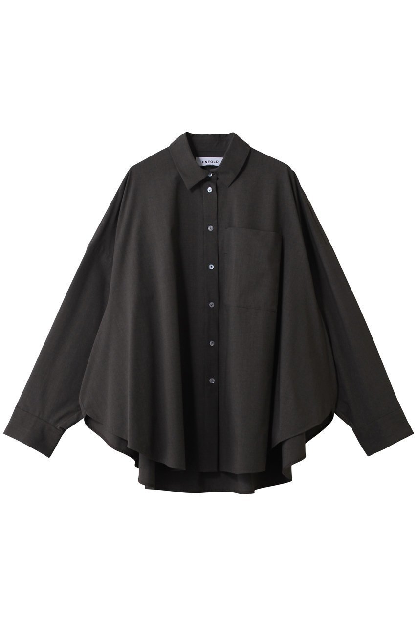 【エンフォルド/ENFOLD】のSPOON OVAL SHIRT インテリア・キッズ・メンズ・レディースファッション・服の通販 founy(ファニー) 　ファッション　Fashion　レディースファッション　Fashion for Women　トップス・カットソー　Cut & Sew Tops　シャツ・ブラウス・オフィスカジュアル　Elegant Blouses & Button-Ups　おすすめ　Recommended / Our Picks　シンプル　Simple, Minimal　ストレッチ　Stretch, Stretchy Fabric　スリーブ　Sleeve, Long Sleeve / Short Sleeve　タイプライター　Typewriter Fabric, Crisp Cotton　フォルム　Silhouette, Form　モチーフ　Motif, Design Theme　ロング　Long, Long-Length　ワイド　Wide, Wide Fit　今季　This Season, Current Season　チャコールグレー|ID: prp329100004907154 ipo3291000000036743048