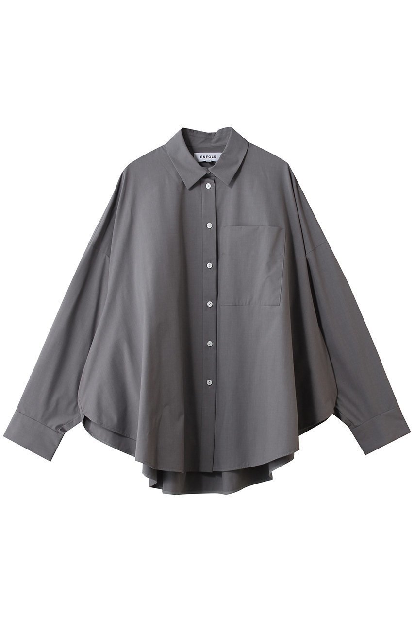 【エンフォルド/ENFOLD】のSPOON OVAL SHIRT インテリア・キッズ・メンズ・レディースファッション・服の通販 founy(ファニー) 　ファッション　Fashion　レディースファッション　Fashion for Women　トップス・カットソー　Cut & Sew Tops　シャツ・ブラウス・オフィスカジュアル　Elegant Blouses & Button-Ups　おすすめ　Recommended / Our Picks　シンプル　Simple, Minimal　ストレッチ　Stretch, Stretchy Fabric　スリーブ　Sleeve, Long Sleeve / Short Sleeve　タイプライター　Typewriter Fabric, Crisp Cotton　フォルム　Silhouette, Form　モチーフ　Motif, Design Theme　ロング　Long, Long-Length　ワイド　Wide, Wide Fit　今季　This Season, Current Season　トップグレー|ID: prp329100004907154 ipo3291000000036743050