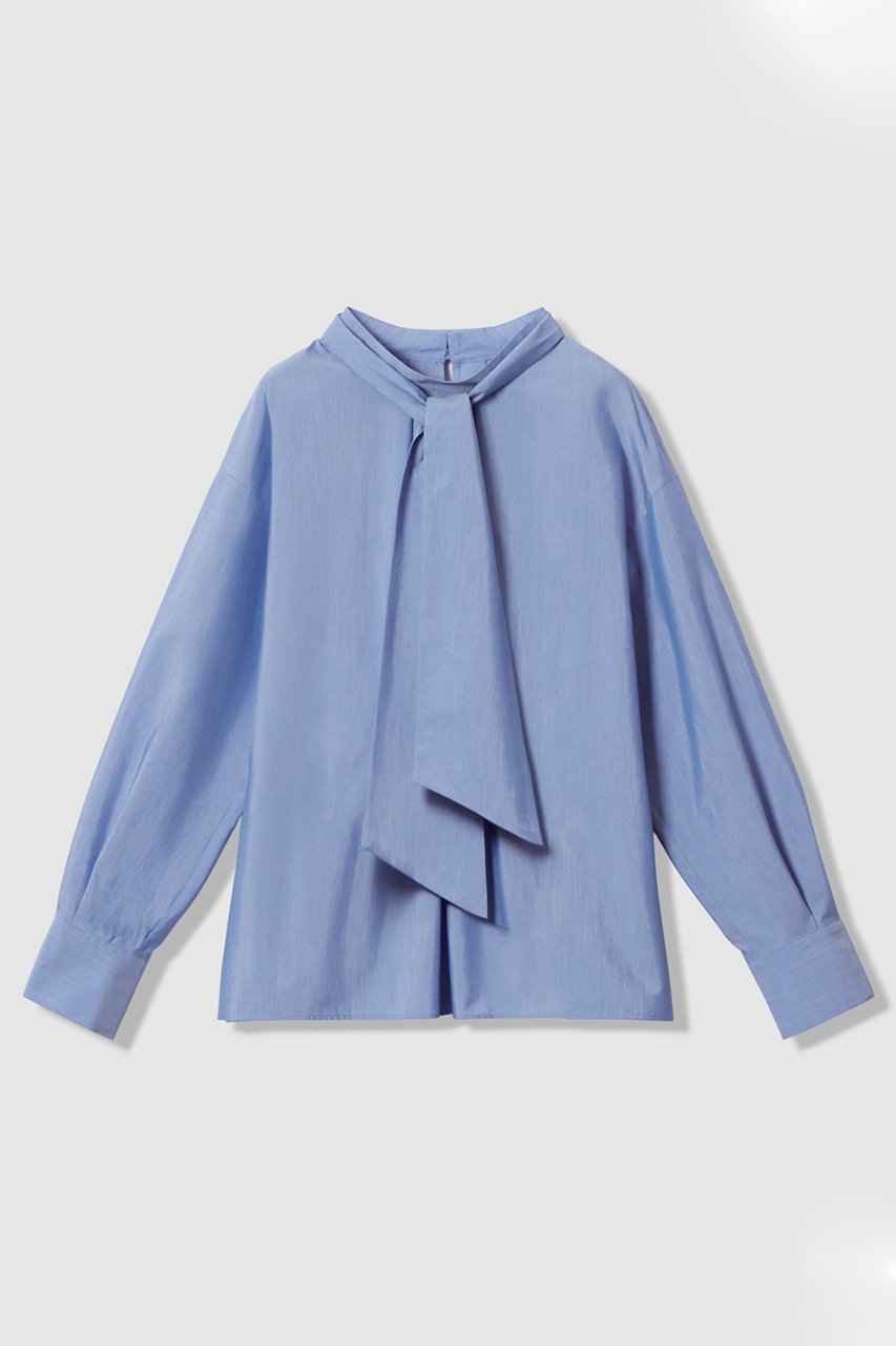 【アナイ/ANAYI】のブロードワイドリボンタイ ブラウス インテリア・キッズ・メンズ・レディースファッション・服の通販 founy(ファニー) 　ファッション　Fashion　レディースファッション　Fashion for Women　トップス・カットソー　Cut & Sew Tops　シャツ・ブラウス・オフィスカジュアル　Elegant Blouses & Button-Ups　なめらか　Smooth, Silky Texture　シャンブレー　Chambray, Denim-Like Fabric　ショルダー　Shoulder, Shoulder Strap　スリーブ　Sleeve, Long Sleeve / Short Sleeve　ダウン　Down, Puffer　ドロップ　Drop Shoulder, Dropped Style　ブロード　Broadcloth, Fine Cotton　ロング　Long, Long-Length　ブルー|ID: prp329100004907161 ipo3291000000036743103