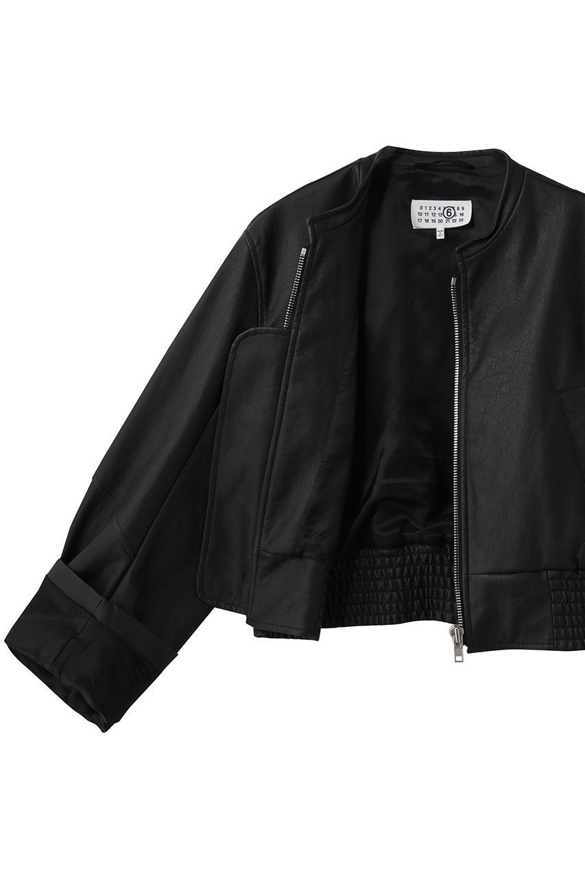 【エムエム6 メゾン マルタン マルジェラ/MM6 Maison Martin Margiela】のノーカラーフェイクレザージャケット 人気、トレンドファッション・服の通販 founy(ファニー) 　ファッション　Fashion　レディースファッション　Fashion for Women　アウター　Coat / Outerwear Collection　レディースジャケット・軽アウター　Jackets　クール　Cool, Chic　ジャケット　Jacket, Outerwear　デニム　Denim, Jeans Material　トレンド　Trend, Trending Now　ドレス　Dress, One-Piece　other-7|ID: prp329100004907174 ipo3291000000036743292