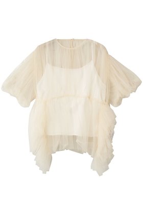 【チカ キサダ/CHIKA KISADA】のエアリー チュール ブラウス 人気、トレンドファッション・服の通販 founy(ファニー) ファッション Fashion レディースファッション Fashion for Women トップス・カットソー Cut & Sew Tops シャツ・ブラウス・オフィスカジュアル Elegant Blouses & Button-Ups エアリー Airy Texture ショート Short, Short Length スリーブ Sleeve, Long Sleeve / Short Sleeve チュール Tulip, Tulip Motif モダン Modern, Contemporary |ID:prp329100004907191