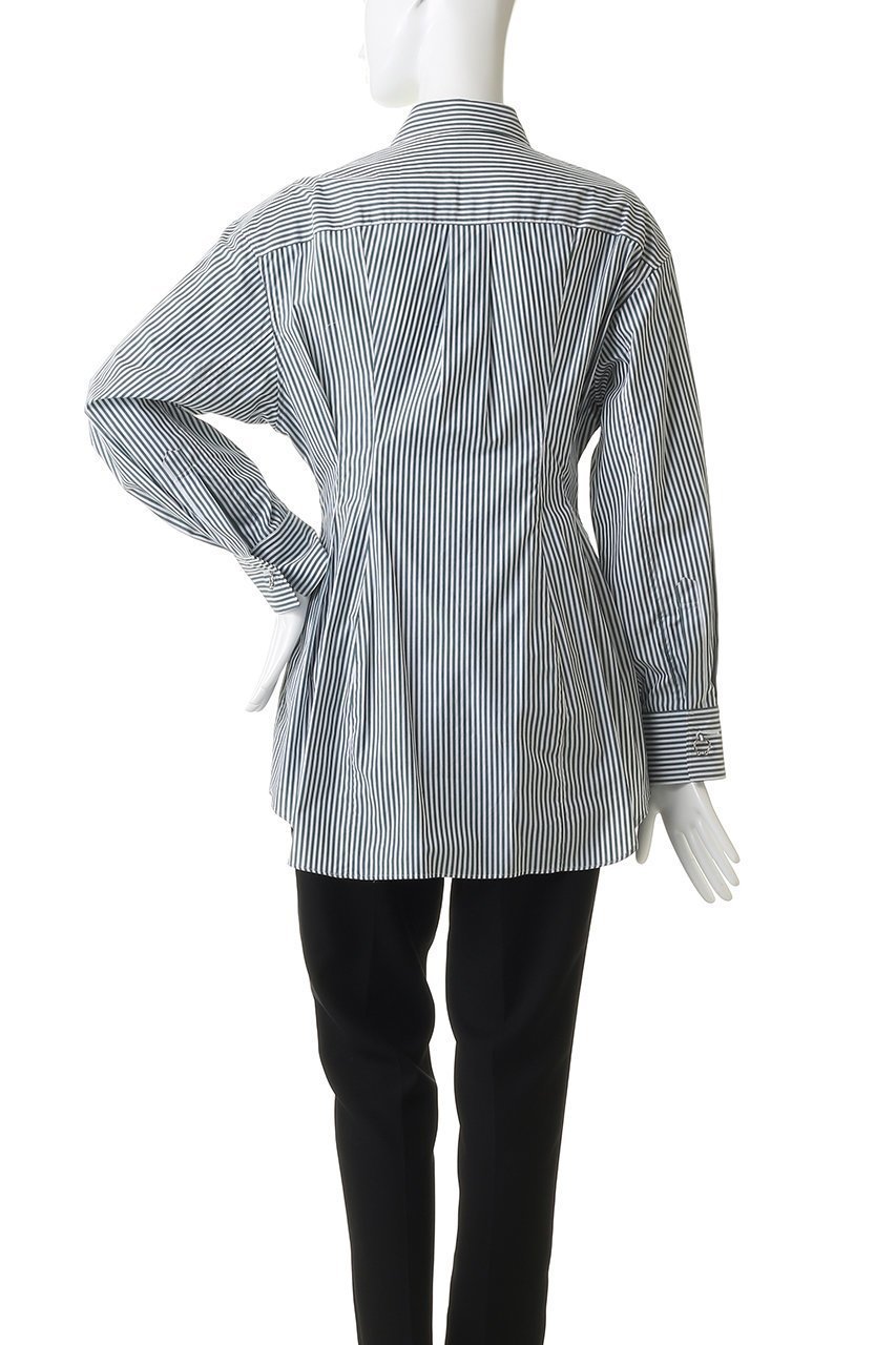 【チカ キサダ/CHIKA KISADA】のウエスト シェイプ ストライプ ジップシャツ 人気、トレンドファッション・服の通販 founy(ファニー) 　ファッション　Fashion　レディースファッション　Fashion for Women　トップス・カットソー　Cut & Sew Tops　シャツ・ブラウス・オフィスカジュアル　Elegant Blouses & Button-Ups　シェイプ　Shape, Slim Fit　シルバー　Silver, Metallic Silver　ストライプ　Stripe, Striped Pattern　スリーブ　Sleeve, Long Sleeve / Short Sleeve　フレア　Flare, Flared　ロング　Long, Long-Length　エレガント 上品　Elegant　other-4|ID: prp329100004907192 ipo3291000000036743597