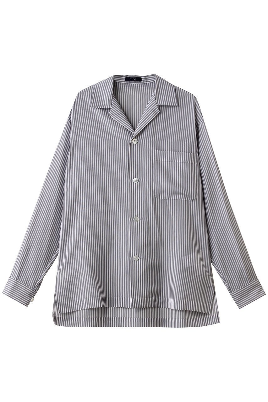 【イレーヴ/YLEVE】のACETATE CUPRA ストライプ パジャマ シャツ 人気、トレンドファッション・服の通販 founy(ファニー) 　ファッション　Fashion　レディースファッション　Fashion for Women　トップス・カットソー　Cut & Sew Tops　シャツ・ブラウス・オフィスカジュアル　Elegant Blouses & Button-Ups　ストライプ　Stripe, Striped Pattern　スリーブ　Sleeve, Long Sleeve / Short Sleeve　パジャマ　Pajamas, Sleepwear　フィット　Fit, Slim Fit　ボックス　Boxy, Box Shape　リラックス　Relax, Relaxed Fit　ロング　Long, Long-Length　ヴィンテージ　Vintage Style　夏　Summer　羽織　Haori, Light Jacket　 other-1|ID: prp329100004907221 ipo3291000000036743965