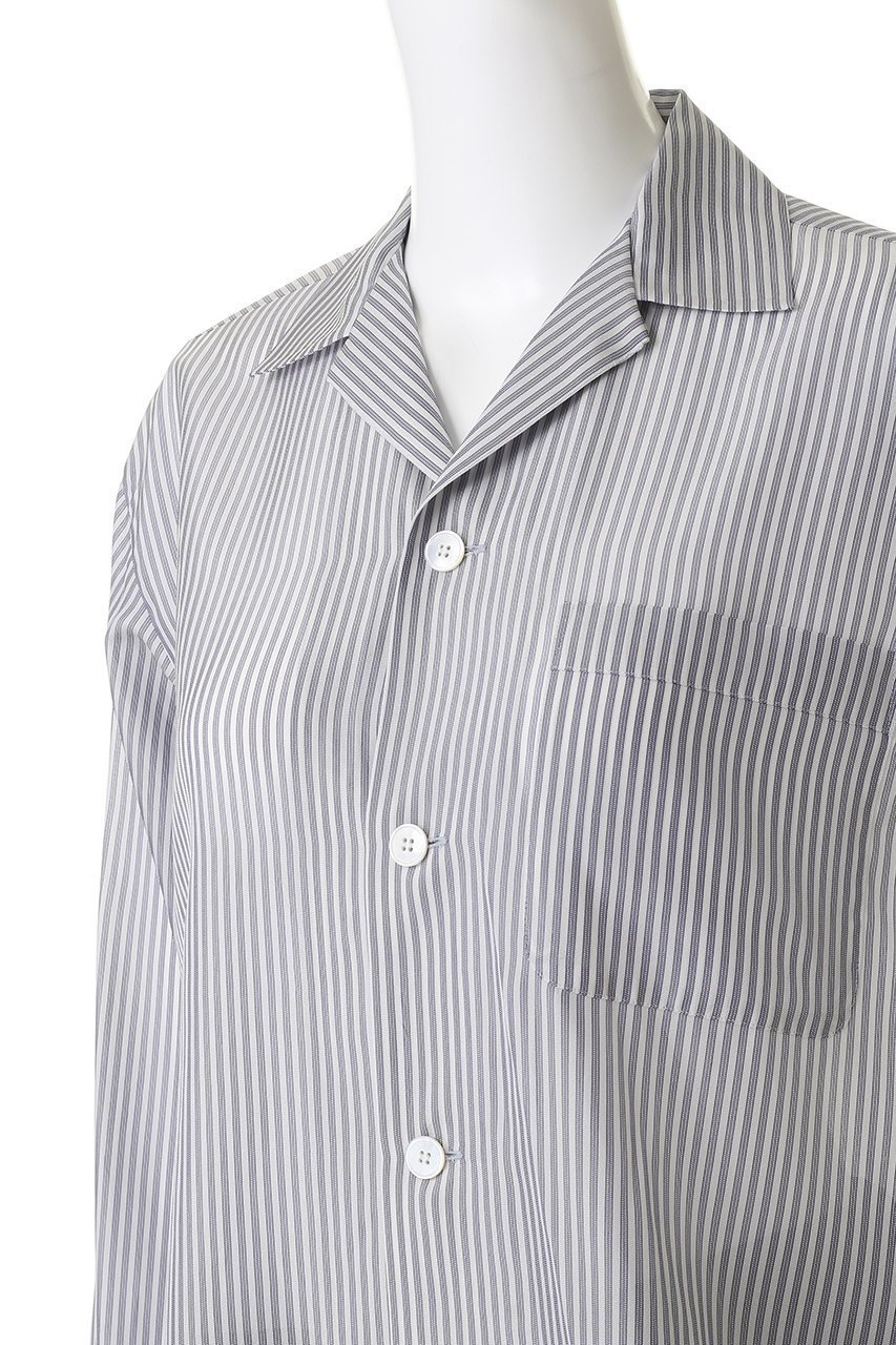 【イレーヴ/YLEVE】のACETATE CUPRA ストライプ パジャマ シャツ 人気、トレンドファッション・服の通販 founy(ファニー) 　ファッション　Fashion　レディースファッション　Fashion for Women　トップス・カットソー　Cut & Sew Tops　シャツ・ブラウス・オフィスカジュアル　Elegant Blouses & Button-Ups　ストライプ　Stripe, Striped Pattern　スリーブ　Sleeve, Long Sleeve / Short Sleeve　パジャマ　Pajamas, Sleepwear　フィット　Fit, Slim Fit　ボックス　Boxy, Box Shape　リラックス　Relax, Relaxed Fit　ロング　Long, Long-Length　ヴィンテージ　Vintage Style　夏　Summer　羽織　Haori, Light Jacket　other-5|ID: prp329100004907221 ipo3291000000036743970