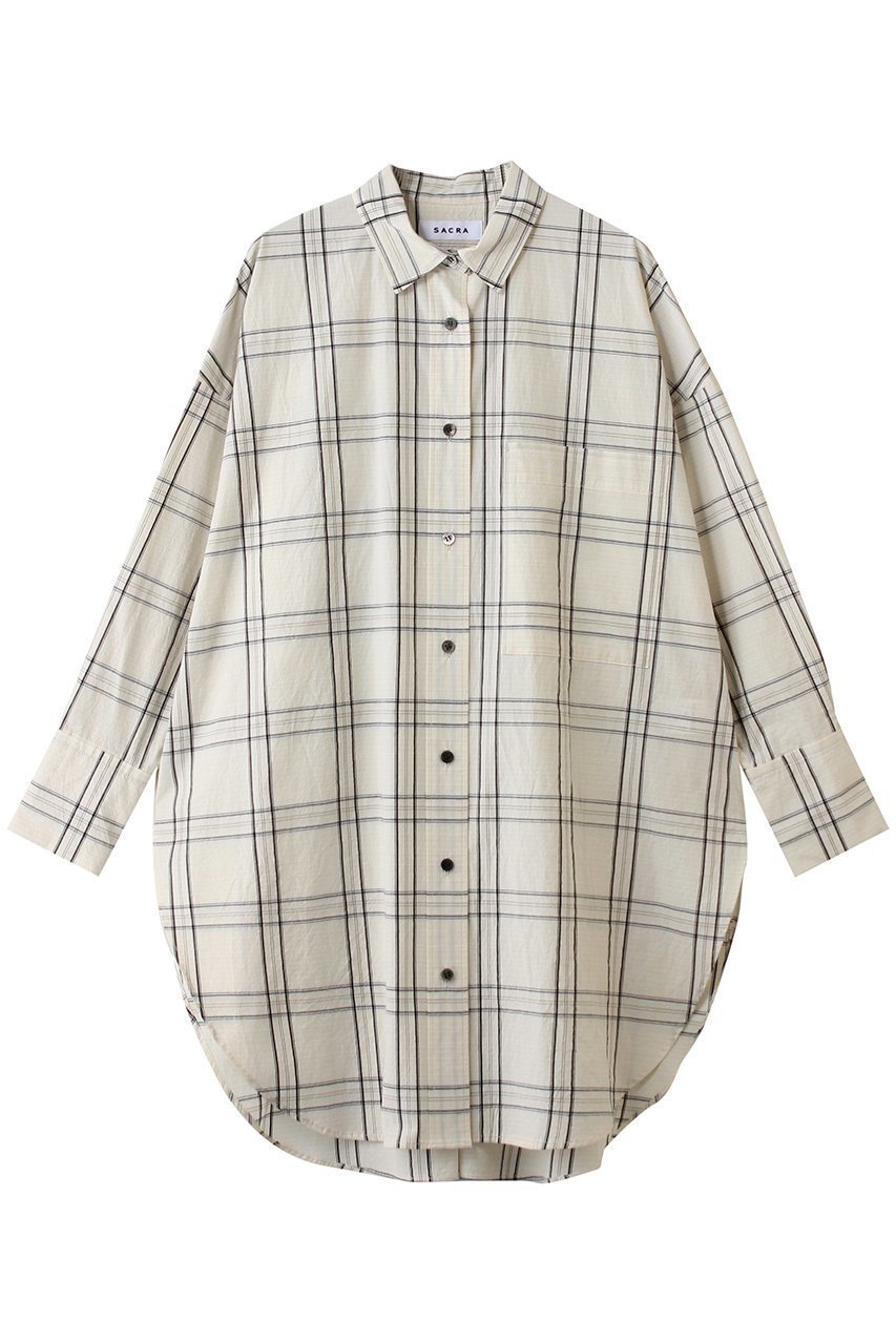 【サクラ/SACRA】のハイカウントコットンプレイドシャツ 人気、トレンドファッション・服の通販 founy(ファニー) 　ファッション　Fashion　レディースファッション　Fashion for Women　トップス・カットソー　Cut & Sew Tops　シャツ・ブラウス・オフィスカジュアル　Elegant Blouses & Button-Ups　イタリア　Italy　スリーブ　Sleeve, Long Sleeve / Short Sleeve　ロング　Long, Long-Length　ワイド　Wide, Wide Fit　ワッシャー　Washer, Crinkled Finish　 other-1|ID: prp329100004907225 ipo3291000000036744034