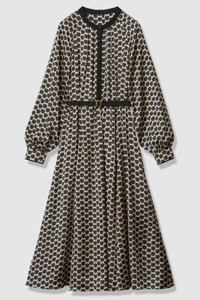 【アナイ/ANAYI】のメーレプリントラグランバイカラー ワンピース 人気、トレンドファッション・服の通販 founy(ファニー) 　ファッション　Fashion　レディースファッション　Fashion for Women　ワンピース　Dresses　チュニック　Tunic Tops & Dresses　イタリア　Italy　エレガント 上品　Elegant　カフス　Cuff Design　キャミソール　Camisole, Spaghetti Strap Top　サテン　Satin, Glossy Fabric　スタンド　Stand Collar, Upright Stand　チュニック　Tunic, Long Top　ドット　Polka Dot, Dot Pattern　フレア　Flare, Flared　プリント　Print, Printed Pattern　ペチコート　Petticoat, Underskirt　モダン　Modern, Contemporary　モチーフ　Motif, Design Theme　モノトーン　Monotone, Black and White　ロング　Long, Long-Length　 other-1|ID: prp329100004907252 ipo3291000000036744422