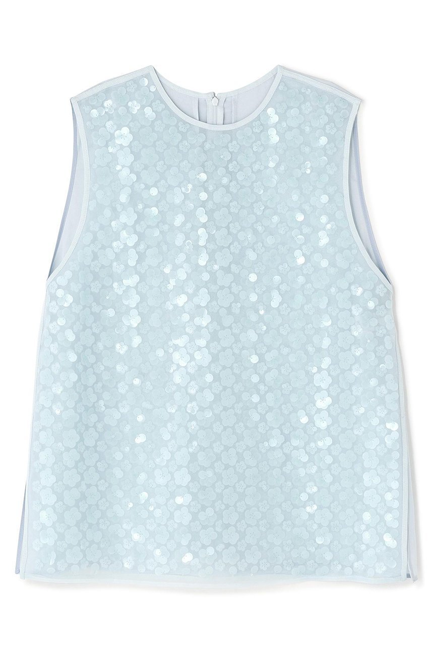 【アドーア/ADORE】のフラワーシークインブラウス インテリア・キッズ・メンズ・レディースファッション・服の通販 founy(ファニー) 　ファッション　Fashion　レディースファッション　Fashion for Women　トップス・カットソー　Cut & Sew Tops　キャミソール&ノースリーブ　Camisoles & Sleeveless Tops　シャツ・ブラウス・オフィスカジュアル　Elegant Blouses & Button-Ups　おすすめ　Recommended / Our Picks　インナー　Innerwear　オーガンジー　Organza Fabric　ジャケット　Jacket, Outerwear　スパンコール　Sequins, Sequin Embellishment　セットアップ　Set-Up, Coordinated Outfit　チュール　Tulip, Tulip Motif　ノースリーブ　Sleeveless, No-Sleeve　モチーフ　Motif, Design Theme　ブルー|ID: prp329100004907255 ipo3291000000036744498