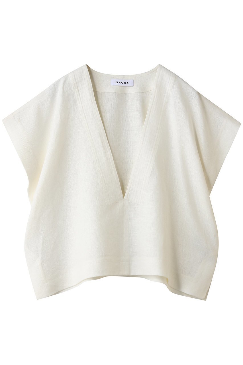 【サクラ/SACRA】のリネンディープVネックプルオーバー 人気、トレンドファッション・服の通販 founy(ファニー) 　ファッション　Fashion　レディースファッション　Fashion for Women　トップス・カットソー　Cut & Sew Tops　シャツ・ブラウス・オフィスカジュアル　Elegant Blouses & Button-Ups　カジュアルプルオーバー・ニットトップス　Pullovers & Knit Tops / Casual Pullovers　Vネックトップス　V-Neck Tops / V-Cut Neckline Shirts　クロップド　Cropped, Short Length　サマー　Summer, Summer Style　ショート　Short, Short Length　スリーブ　Sleeve, Long Sleeve / Short Sleeve　バランス　Balance, Style Balance　リネン　Linen, Linen Fabric　ワイド　Wide, Wide Fit　新作・新入荷　New Arrivals / New In　 other-1|ID: prp329100004907265 ipo3291000000036744735