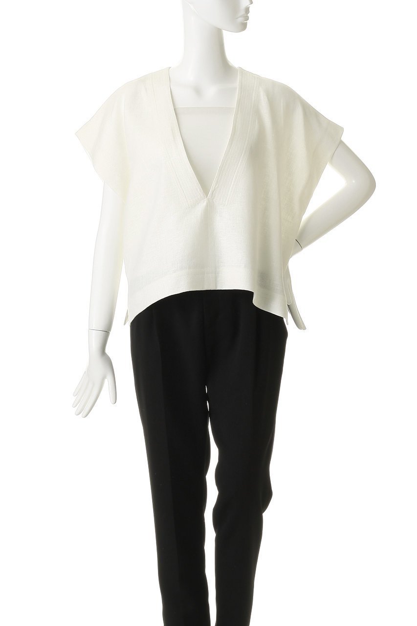 【サクラ/SACRA】のリネンディープVネックプルオーバー 人気、トレンドファッション・服の通販 founy(ファニー) 　ファッション　Fashion　レディースファッション　Fashion for Women　トップス・カットソー　Cut & Sew Tops　シャツ・ブラウス・オフィスカジュアル　Elegant Blouses & Button-Ups　カジュアルプルオーバー・ニットトップス　Pullovers & Knit Tops / Casual Pullovers　Vネックトップス　V-Neck Tops / V-Cut Neckline Shirts　クロップド　Cropped, Short Length　サマー　Summer, Summer Style　ショート　Short, Short Length　スリーブ　Sleeve, Long Sleeve / Short Sleeve　バランス　Balance, Style Balance　リネン　Linen, Linen Fabric　ワイド　Wide, Wide Fit　新作・新入荷　New Arrivals / New In　other-2|ID: prp329100004907265 ipo3291000000036744739