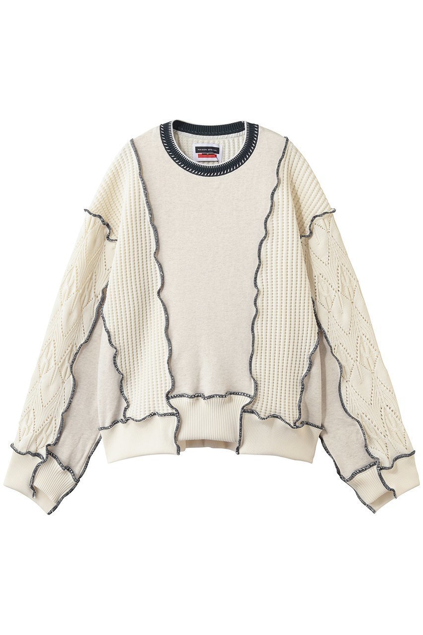 【メゾンスペシャル/MAISON SPECIAL】の【UNISEX】ニットドッキング メロウトリミング スウェットPO インテリア・キッズ・メンズ・レディースファッション・服の通販 founy(ファニー) 　ファッション　Fashion　レディースファッション　Fashion for Women　トップス・カットソー　Cut & Sew Tops　ニット　Knit Tops & Sweaters　レディースパーカー・カジュアルフーディー　Casual Hoodies & Sweatshirts　カジュアルプルオーバー・ニットトップス　Pullovers & Knit Tops / Casual Pullovers　スウェット・クルーネックトップス　Sweatshirts & Crewnecks / Relaxed Fit Sweat Tops　ユニセックス　Unisex, Genderless　ショルダー　Shoulder, Shoulder Strap　スウェット / スエット　Sweatshirt, Sweatwear　ドッキング　Docking, Mixed Material　ドロップ　Drop Shoulder, Dropped Style　新作・新入荷　New Arrivals / New In　IVR(アイボリー)|ID: prp329100004907267 ipo3291000000036744767