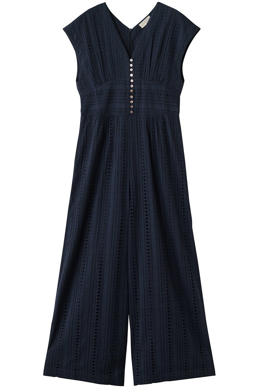 【ヌキテパ/NE QUITTEZ PAS】のSTRIPE カットワーク オールインワン インテリア・キッズ・メンズ・レディースファッション・服の通販 founy(ファニー) 　ファッション　Fashion　レディースファッション　Fashion for Women　パンツ　Pants & Trousers　ジャケット　Jacket, Outerwear　ストライプ　Stripe, Striped Pattern　ノースリーブ　Sleeveless, No-Sleeve　フェミニン　Feminine, Girly　ワーク　Workwear, Utility Style　新作・新入荷　New Arrivals / New In　ネイビー|ID: prp329100004907270 ipo3291000000036744794