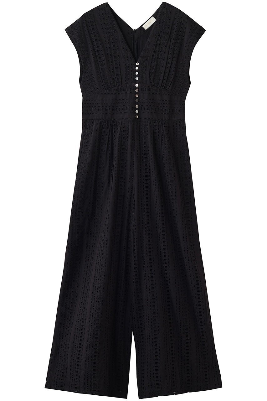 【ヌキテパ/NE QUITTEZ PAS】のSTRIPE カットワーク オールインワン インテリア・キッズ・メンズ・レディースファッション・服の通販 founy(ファニー) 　ファッション　Fashion　レディースファッション　Fashion for Women　パンツ　Pants & Trousers　ジャケット　Jacket, Outerwear　ストライプ　Stripe, Striped Pattern　ノースリーブ　Sleeveless, No-Sleeve　フェミニン　Feminine, Girly　ワーク　Workwear, Utility Style　新作・新入荷　New Arrivals / New In　ブラック|ID: prp329100004907270 ipo3291000000036744795