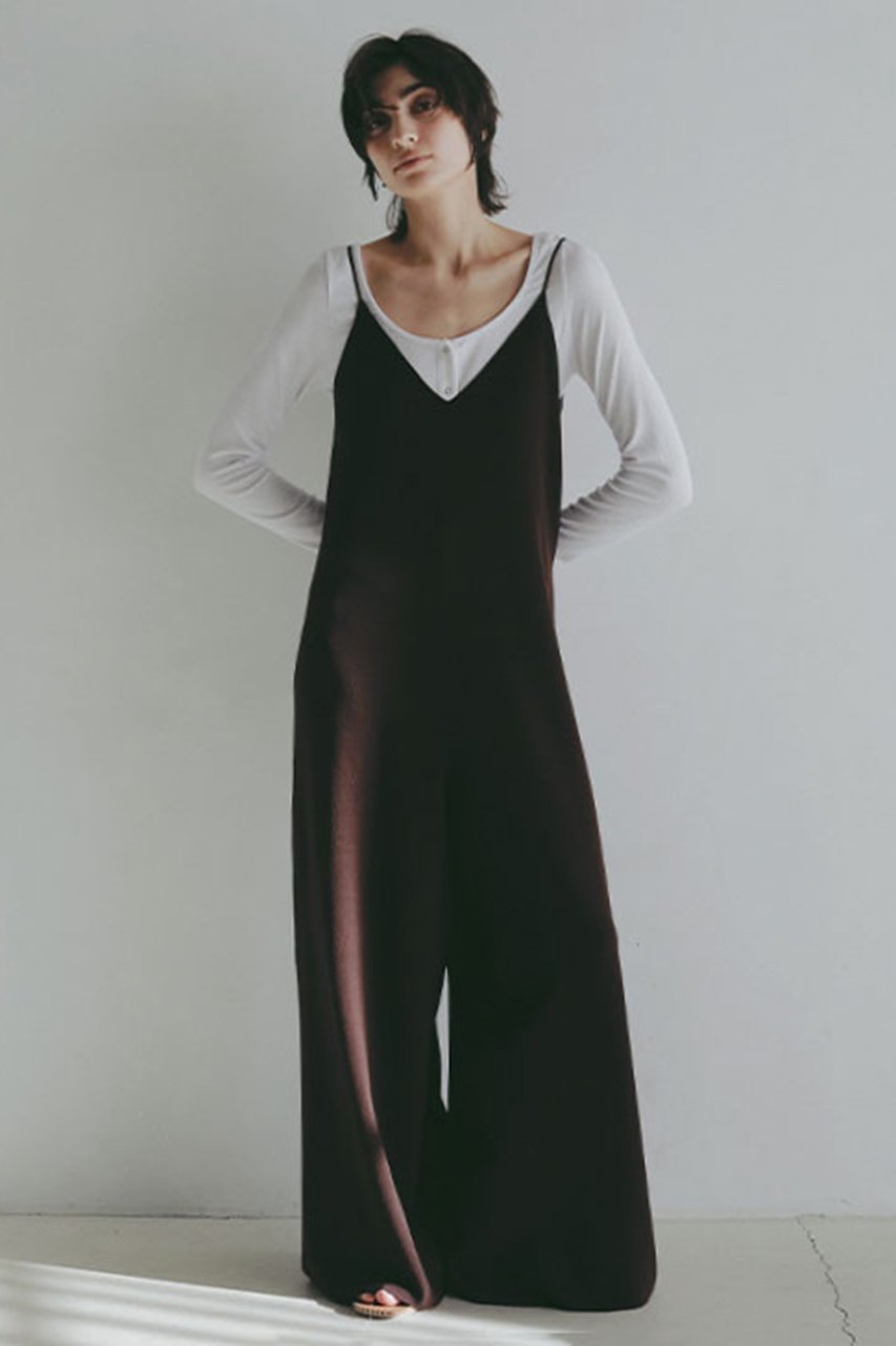 【エトレトウキョウ/ETRE TOKYO】のキャミソールニットオールインワン インテリア・キッズ・メンズ・レディースファッション・服の通販 founy(ファニー) 　ファッション　Fashion　レディースファッション　Fashion for Women　パンツ　Pants & Trousers　コンパクト　Compact, Small Size　シューズ　Shoes, Footwear　シンプル　Simple, Minimal　ジャケット　Jacket, Outerwear　デコルテ　Décolleté, Neckline　バランス　Balance, Style Balance　フォルム　Silhouette, Form　マニッシュ　Mannish, Boyish　ラップ　Wrap, Wrap Design　ワイド　Wide, Wide Fit　再入荷　Restock / Back in Stock　ブラウン|ID: prp329100004907274 ipo3291000000036744827