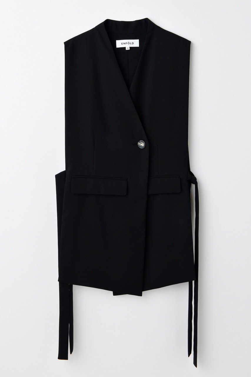 【エンフォルド/ENFOLD】のCACHE-COEUR OPEN VEST/ベスト インテリア・キッズ・メンズ・レディースファッション・服の通販 founy(ファニー) 　ファッション　Fashion　レディースファッション　Fashion for Women　アウター　Coat / Outerwear Collection　レディースジャケット・軽アウター　Jackets　ジャケット　Jacket, Outerwear　スーツ　Suit, Formalwear　ダブル　Double, Double-Breasted　ベスト　Vest, Waistcoat　エレガント 上品　Elegant　ブラック|ID: prp329100004907428 ipo3291000000036752900
