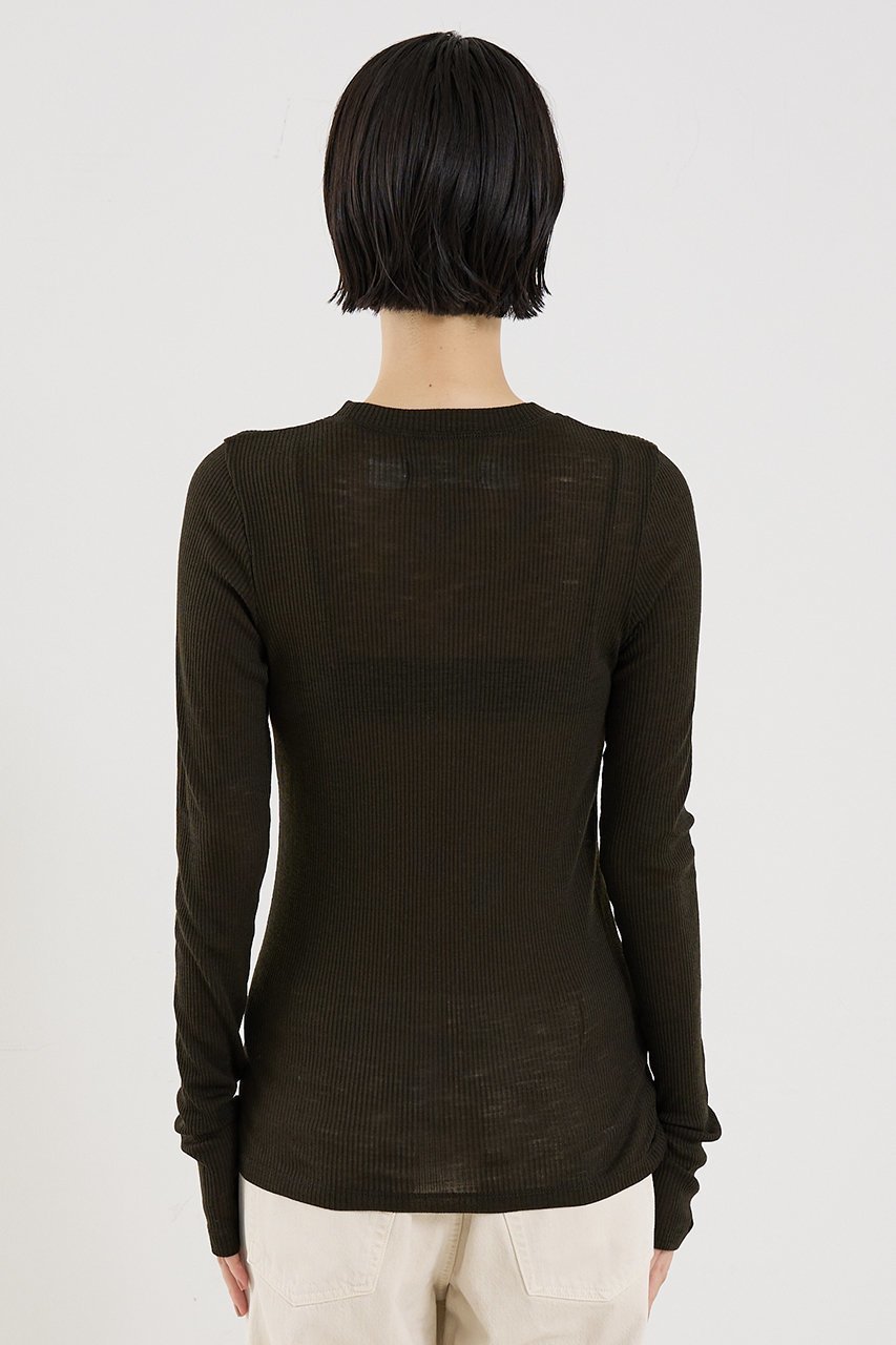 【ザ ストア バイ シー/THE STORE by C】の【COCUCA】ウールシフォンリブプルオーバー 人気、トレンドファッション・服の通販 founy(ファニー) 　ファッション　Fashion　レディースファッション　Fashion for Women　トップス・カットソー　Cut & Sew Tops　シャツ・ブラウス・オフィスカジュアル　Elegant Blouses & Button-Ups　ロングTシャツ・Tシャツ　Longline T-Shirts & Tees　カジュアルプルオーバー・ニットトップス　Pullovers & Knit Tops / Casual Pullovers　カットソー・ベーシックTシャツ　Cut-and-Sewn Tops / Stretch Tees & Basics　インナー　Innerwear　シアー　Sheer, See-Through　スリーブ　Sleeve, Long Sleeve / Short Sleeve　ロング　Long, Long-Length　今季　This Season, Current Season　other-7|ID: prp329100004907441 ipo3291000000036753055