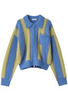 【メゾンスペシャル/MAISON SPECIAL】のSoutien Collar Stripe Zip Knit Cardigan/ステンカラーストライプジップニットカーデ BLU(ブルー)|ID: prp329100004907456 ipo3291000000036753274
