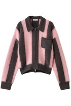 【メゾンスペシャル/MAISON SPECIAL】のSoutien Collar Stripe Zip Knit Cardigan/ステンカラーストライプジップニットカーデ PNK(ピンク)|ID: prp329100004907456 ipo3291000000036753275