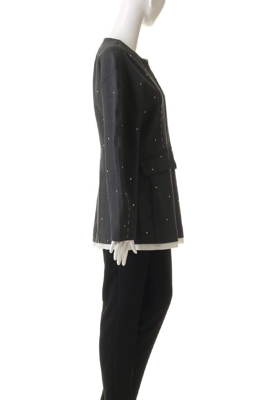 【メゾンスペシャル/MAISON SPECIAL】のStuds Hour Glass Worsted Zip Jacket/スタッズアワーグラスジップジャケット 人気、トレンドファッション・服の通販 founy(ファニー) 　ファッション　Fashion　レディースファッション　Fashion for Women　アウター　Coat / Outerwear Collection　レディースジャケット・軽アウター　Jackets　おすすめ　Recommended / Our Picks　オケージョン　Occasion Wear　カーディガン　Cardigan, Knitwear　グラス　Glass, Eyewear　コクーン　Cocoon, Cocoon Silhouette　ジップ　Zip, Zipper　ジャケット　Jacket, Outerwear　スタッズ　Studs, Metal Accents　セットアップ　Set-Up, Coordinated Outfit　エレガント 上品　Elegant　other-3|ID: prp329100004907458 ipo3291000000036753331