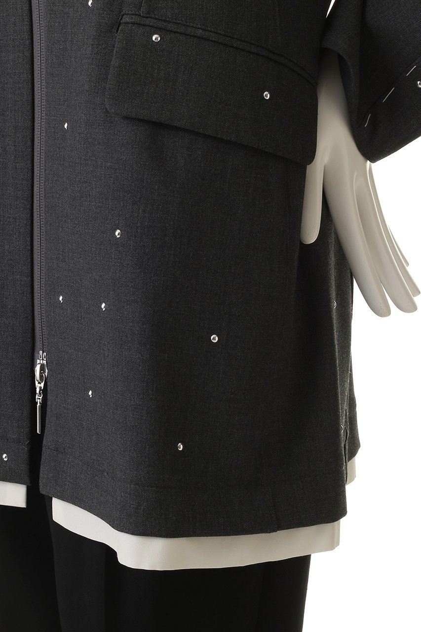 【メゾンスペシャル/MAISON SPECIAL】のStuds Hour Glass Worsted Zip Jacket/スタッズアワーグラスジップジャケット 人気、トレンドファッション・服の通販 founy(ファニー) 　ファッション　Fashion　レディースファッション　Fashion for Women　アウター　Coat / Outerwear Collection　レディースジャケット・軽アウター　Jackets　おすすめ　Recommended / Our Picks　オケージョン　Occasion Wear　カーディガン　Cardigan, Knitwear　グラス　Glass, Eyewear　コクーン　Cocoon, Cocoon Silhouette　ジップ　Zip, Zipper　ジャケット　Jacket, Outerwear　スタッズ　Studs, Metal Accents　セットアップ　Set-Up, Coordinated Outfit　エレガント 上品　Elegant　other-5|ID: prp329100004907458 ipo3291000000036753333