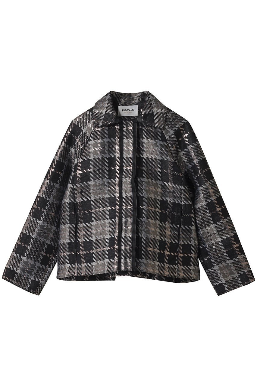 【マリリンムーン/MARILYN MOON】の【SOI-MeME】チェックラメジャガードジャケット 人気、トレンドファッション・服の通販 founy(ファニー) 　ファッション　Fashion　レディースファッション　Fashion for Women　アウター　Coat / Outerwear Collection　レディースジャケット・軽アウター　Jackets　おすすめ　Recommended / Our Picks　コクーン　Cocoon, Cocoon Silhouette　ジャカード／ジャガード　Jacquard, Woven Pattern　ジャケット　Jacket, Outerwear　タフタ　Taffeta, Structured Fabric　チェック　Check, Plaid, Tartan　フリル　Frill, Ruffle　プリーツ　Pleats, Pleated　ボトム　Bottoms, Lower Wear　モダン　Modern, Contemporary　別注　Limited Edition, Custom Order　新作・新入荷　New Arrivals / New In　 other-1|ID: prp329100004907467 ipo3291000000036753422