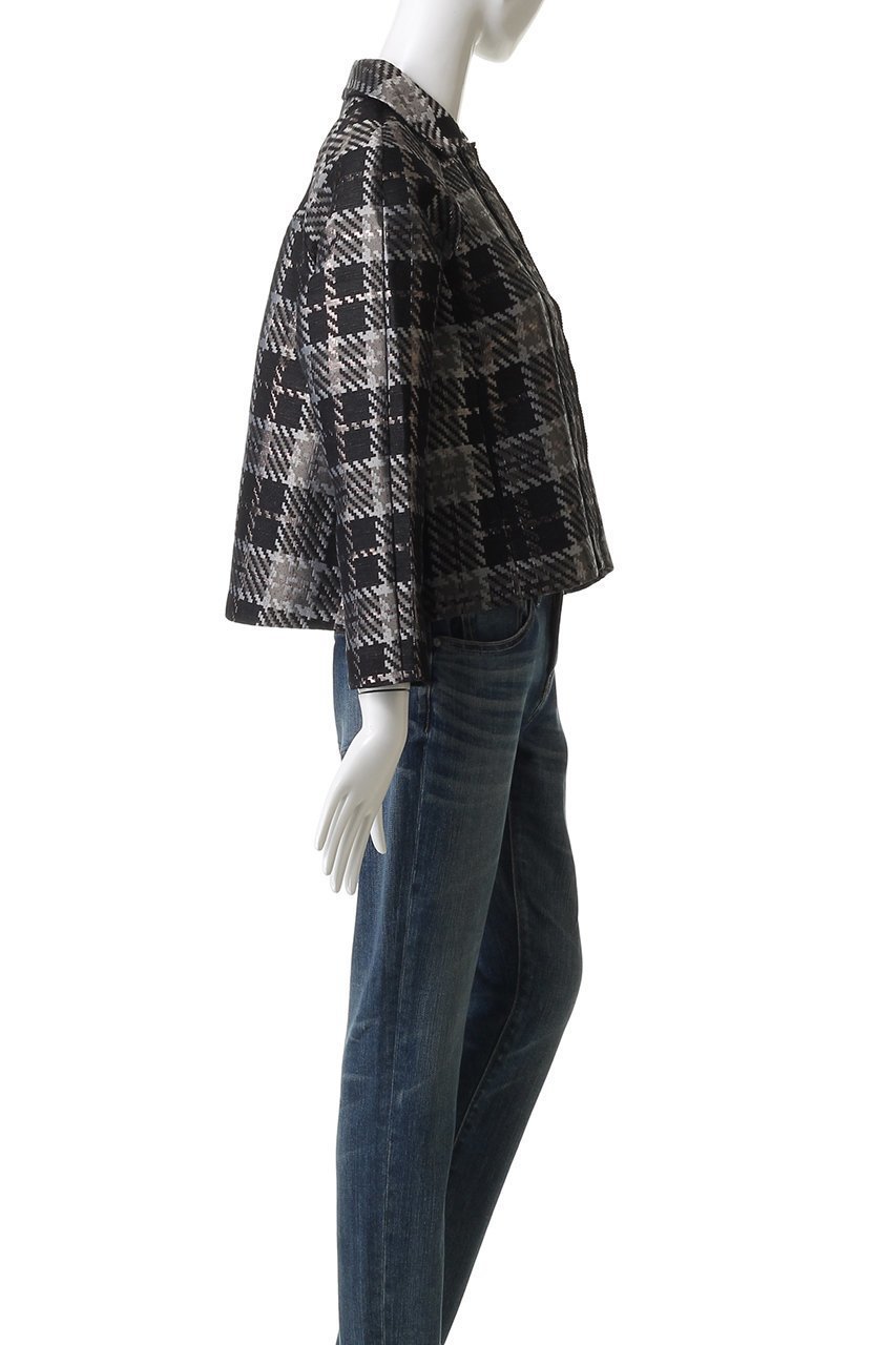 【マリリンムーン/MARILYN MOON】の【SOI-MeME】チェックラメジャガードジャケット 人気、トレンドファッション・服の通販 founy(ファニー) 　ファッション　Fashion　レディースファッション　Fashion for Women　アウター　Coat / Outerwear Collection　レディースジャケット・軽アウター　Jackets　おすすめ　Recommended / Our Picks　コクーン　Cocoon, Cocoon Silhouette　ジャカード／ジャガード　Jacquard, Woven Pattern　ジャケット　Jacket, Outerwear　タフタ　Taffeta, Structured Fabric　チェック　Check, Plaid, Tartan　フリル　Frill, Ruffle　プリーツ　Pleats, Pleated　ボトム　Bottoms, Lower Wear　モダン　Modern, Contemporary　別注　Limited Edition, Custom Order　新作・新入荷　New Arrivals / New In　other-3|ID: prp329100004907467 ipo3291000000036753426