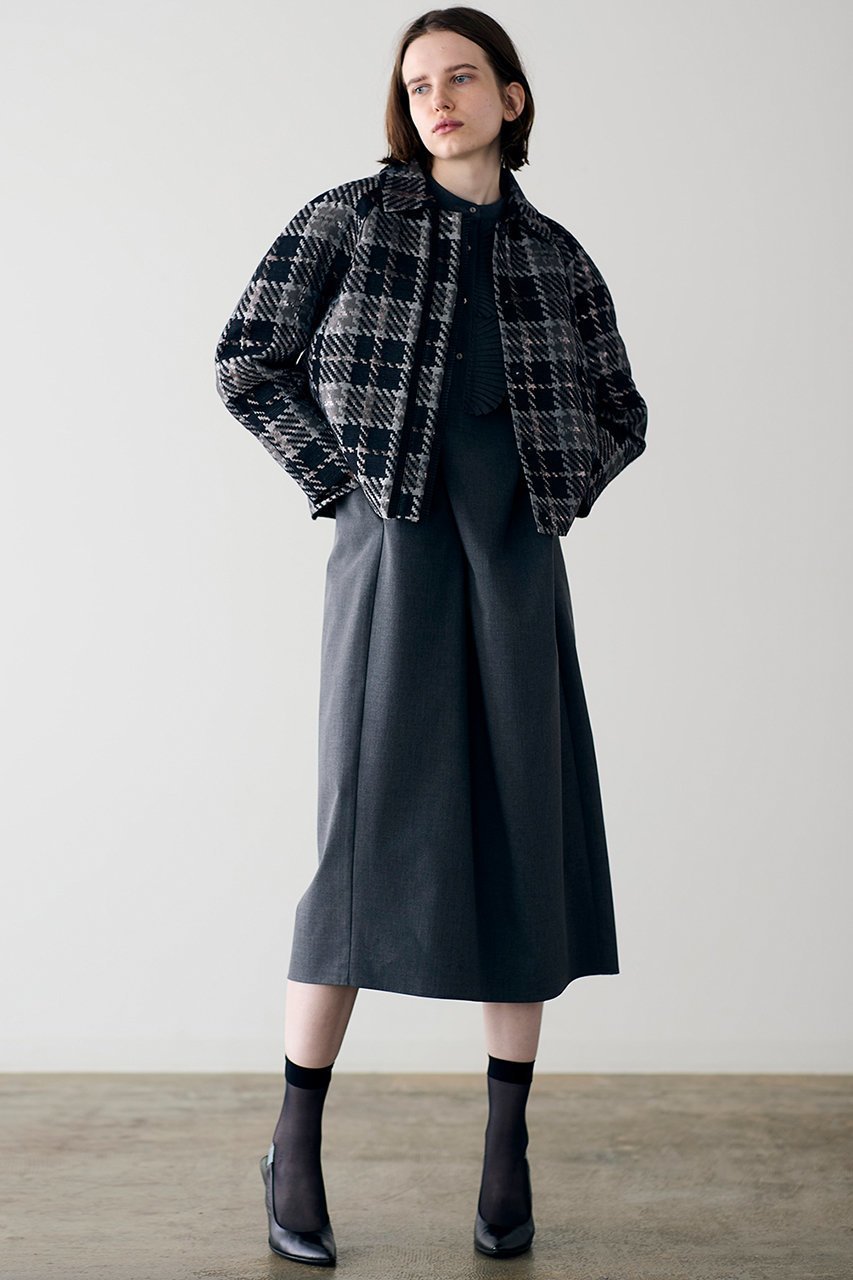 【マリリンムーン/MARILYN MOON】の【SOI-MeME】チェックラメジャガードジャケット 人気、トレンドファッション・服の通販 founy(ファニー) 　ファッション　Fashion　レディースファッション　Fashion for Women　アウター　Coat / Outerwear Collection　レディースジャケット・軽アウター　Jackets　おすすめ　Recommended / Our Picks　コクーン　Cocoon, Cocoon Silhouette　ジャカード／ジャガード　Jacquard, Woven Pattern　ジャケット　Jacket, Outerwear　タフタ　Taffeta, Structured Fabric　チェック　Check, Plaid, Tartan　フリル　Frill, Ruffle　プリーツ　Pleats, Pleated　ボトム　Bottoms, Lower Wear　モダン　Modern, Contemporary　別注　Limited Edition, Custom Order　新作・新入荷　New Arrivals / New In　other-8|ID: prp329100004907467 ipo3291000000036753431