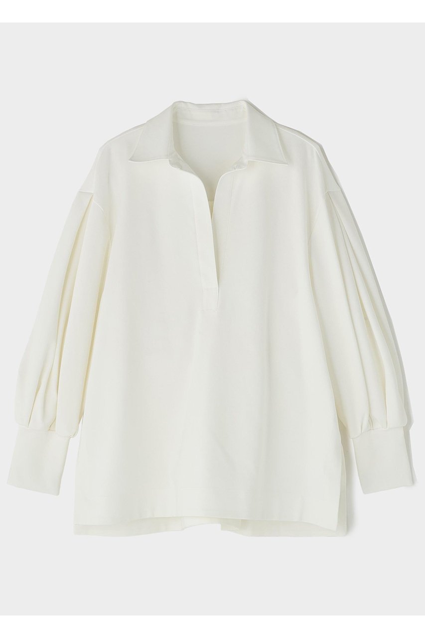 【ル フィル/LE PHIL】のベビーポンチ袖タックカットソー インテリア・キッズ・メンズ・レディースファッション・服の通販 founy(ファニー) 　ファッション　Fashion　レディースファッション　Fashion for Women　トップス・カットソー　Cut & Sew Tops　シャツ・ブラウス・オフィスカジュアル　Elegant Blouses & Button-Ups　ロングTシャツ・Tシャツ　Longline T-Shirts & Tees　カットソー・ベーシックTシャツ　Cut-and-Sewn Tops / Stretch Tees & Basics　カットソー　Cut and Sewn Top　スキッパー　Skipper, Open Collar　スリーブ　Sleeve, Long Sleeve / Short Sleeve　バランス　Balance, Style Balance　ビッグ　Big, Oversized　ベビー　Baby, Babywear　ロング　Long, Long-Length　エレガント 上品　Elegant　ホワイト|ID: prp329100004907490 ipo3291000000036753684