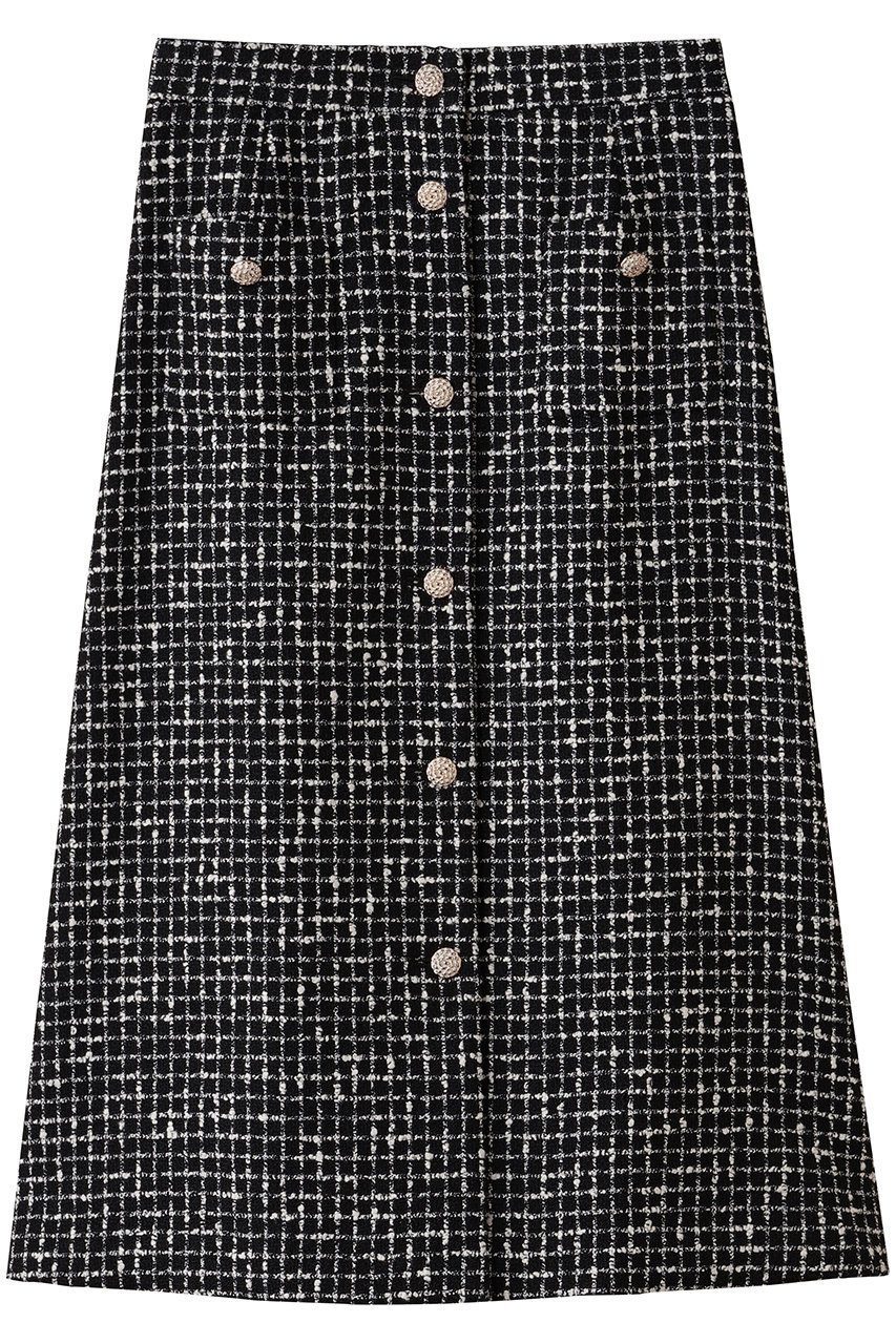 【エムダブリュー/MW】のMONOTONE チェック ツイード スカート インテリア・キッズ・メンズ・レディースファッション・服の通販 founy(ファニー) 　ファッション　Fashion　レディースファッション　Fashion for Women　スカート　Skirts　ワンピース　Dresses　おすすめ　Recommended / Our Picks　オケージョン　Occasion Wear　セレモニー　Ceremony　チェック　Check, Plaid, Tartan　チュニック　Tunic, Long Top　ツイード　Twill, Twill Weave　バランス　Balance, Style Balance　フロント　Front, Front Design　モノトーン　Monotone, Black and White　ラグジュアリー　Luxury, Elegant　ロング　Long, Long-Length　ブラック|ID: prp329100004907502 ipo3291000000036753851