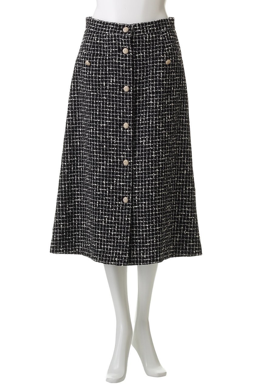 【エムダブリュー/MW】のMONOTONE チェック ツイード スカート 人気、トレンドファッション・服の通販 founy(ファニー) 　ファッション　Fashion　レディースファッション　Fashion for Women　スカート　Skirts　ワンピース　Dresses　おすすめ　Recommended / Our Picks　オケージョン　Occasion Wear　セレモニー　Ceremony　チェック　Check, Plaid, Tartan　チュニック　Tunic, Long Top　ツイード　Twill, Twill Weave　バランス　Balance, Style Balance　フロント　Front, Front Design　モノトーン　Monotone, Black and White　ラグジュアリー　Luxury, Elegant　ロング　Long, Long-Length　other-2|ID: prp329100004907502 ipo3291000000036753852