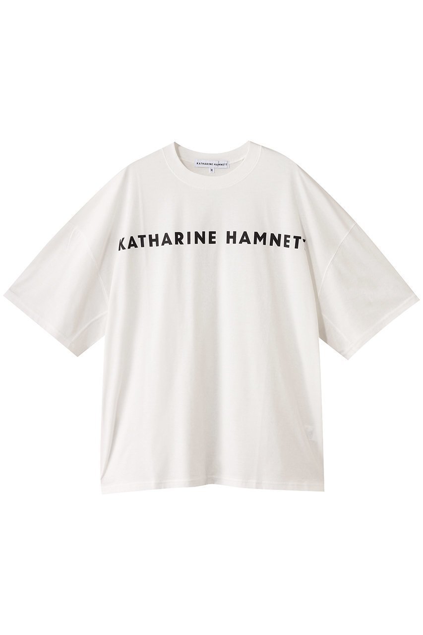 【キャサリンハムネット/KATHARINE HAMNETT LONDON】の【UNISEX】オーバーサイズ ロゴTシャツ インテリア・キッズ・メンズ・レディースファッション・服の通販 founy(ファニー) 　ファッション　Fashion　レディースファッション　Fashion for Women　トップス・カットソー　Cut & Sew Tops　シャツ・ブラウス・オフィスカジュアル　Elegant Blouses & Button-Ups　ロングTシャツ・Tシャツ　Longline T-Shirts & Tees　カットソー・ベーシックTシャツ　Cut-and-Sewn Tops / Stretch Tees & Basics　ユニセックス　Unisex, Genderless　おすすめ　Recommended / Our Picks　ショート　Short, Short Length　シンプル　Simple, Minimal　スリーブ　Sleeve, Long Sleeve / Short Sleeve　フロント　Front, Front Design　ボトム　Bottoms, Lower Wear　ホワイト|ID: prp329100004907541 ipo3291000000036754396