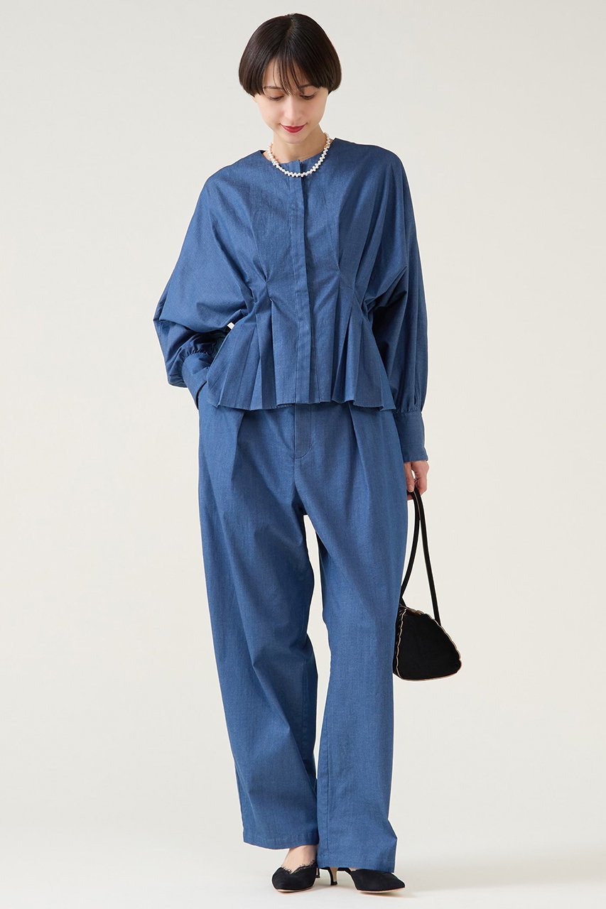 【マルティニーク/martinique】のデニムドルマンタックブラウス(セットアップ可) 人気、トレンドファッション・服の通販 founy(ファニー) 　ファッション　Fashion　レディースファッション　Fashion for Women　トップス・カットソー　Cut & Sew Tops　シャツ・ブラウス・オフィスカジュアル　Elegant Blouses & Button-Ups　おすすめ　Recommended / Our Picks　ストレッチ　Stretch, Stretchy Fabric　スリーブ　Sleeve, Long Sleeve / Short Sleeve　セットアップ　Set-Up, Coordinated Outfit　デニム　Denim, Jeans Material　ペプラム　Peplum, Flared Hem　ロング　Long, Long-Length　エレガント 上品　Elegant　other-5|ID: prp329100004907591 ipo3291000000036755030