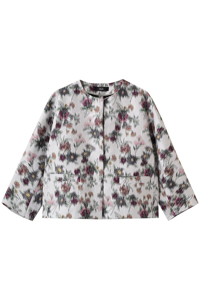 【エブール/ebure】のフェードフラワージャカード ノーカラージャケット 人気、トレンドファッション・服の通販 founy(ファニー) 　ファッション　Fashion　レディースファッション　Fashion for Women　アウター　Coat / Outerwear Collection　レディースジャケット・軽アウター　Jackets　ノーカラージャケット / シンプル上品コーデ　Collarless Jackets　ジャカード／ジャガード　Jacquard, Woven Pattern　ジャケット　Jacket, Outerwear　デニム　Denim, Jeans Material　 other-1|ID: prp329100004907607 ipo3291000000036755270