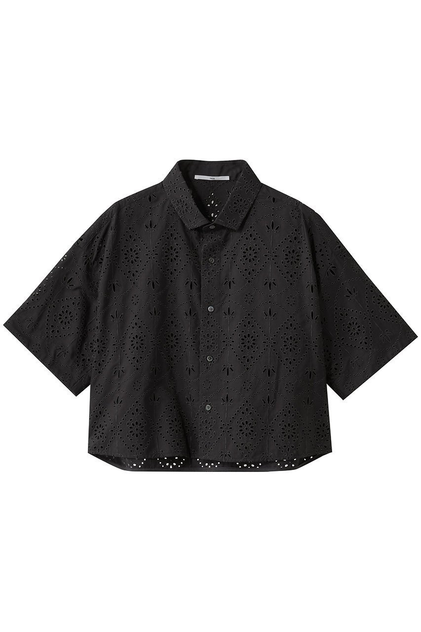 【ティッカ/TICCA】のレース半袖シャツ インテリア・キッズ・メンズ・レディースファッション・服の通販 founy(ファニー) 　ファッション　Fashion　レディースファッション　Fashion for Women　トップス・カットソー　Cut & Sew Tops　シャツ・ブラウス・オフィスカジュアル　Elegant Blouses & Button-Ups　ショート　Short, Short Length　スリーブ　Sleeve, Long Sleeve / Short Sleeve　デニム　Denim, Jeans Material　バランス　Balance, Style Balance　フェミニン　Feminine, Girly　フレア　Flare, Flared　レース　Lace, Lace Fabric　半袖　Short Sleeve, Half Sleeve　夏　Summer　春　Spring　S/S・春夏　SS, Spring/Summer, Warm Season　チャコールグレー|ID: prp329100004907609 ipo3291000000036755289