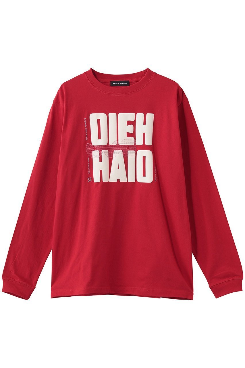 【メゾンスペシャル/MAISON SPECIAL】のOIEH-HAIO Long TEE/HEIO-HAIOロンTEE インテリア・キッズ・メンズ・レディースファッション・服の通販 founy(ファニー) 　ファッション　Fashion　レディースファッション　Fashion for Women　トップス・カットソー　Cut & Sew Tops　シャツ・ブラウス・オフィスカジュアル　Elegant Blouses & Button-Ups　ロングTシャツ・Tシャツ　Longline T-Shirts & Tees　カットソー・ベーシックTシャツ　Cut-and-Sewn Tops / Stretch Tees & Basics　スリーブ　Sleeve, Long Sleeve / Short Sleeve　ロング　Long, Long-Length　長袖　Long Sleeve, Full Sleeve　RED(レッド)|ID: prp329100004907623 ipo3291000000036755448