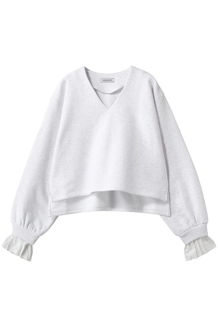【サードマガジン/THIRD MAGAZINE】のプリーツスリーブVネックスウェット インテリア・キッズ・メンズ・レディースファッション・服の通販 founy(ファニー) https://founy.com/ ファッション Fashion レディースファッション Fashion for Women トップス・カットソー Cut & Sew Tops シャツ・ブラウス・オフィスカジュアル Elegant Blouses & Button-Ups レディースパーカー・カジュアルフーディー Casual Hoodies & Sweatshirts ロングTシャツ・Tシャツ Longline T-Shirts & Tees スウェット・クルーネックトップス Sweatshirts & Crewnecks / Relaxed Fit Sweat Tops カットソー・ベーシックTシャツ Cut-and-Sewn Tops / Stretch Tees & Basics Vネックトップス V-Neck Tops / V-Cut Neckline Shirts ショート Short, Short Length スウェット / スエット Sweatshirt, Sweatwear スリーブ Sleeve, Long Sleeve / Short Sleeve プリーツ Pleats, Pleated ボトム Bottoms, Lower Wear |ID: prp329100004907640 ipo3291000000036755656
