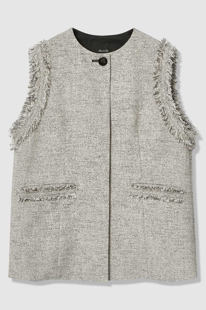 【アルアバイル/allureville】のミックスツイードフレアジレ インテリア・キッズ・メンズ・レディースファッション・服の通販 founy(ファニー) 　ファッション　Fashion　レディースファッション　Fashion for Women　アウター　Coat / Outerwear Collection　レディースジャケット・軽アウター　Jackets　ジャケット　Jacket, Outerwear　ツイード　Twill, Twill Weave　ベスト　Vest, Waistcoat　新作・新入荷　New Arrivals / New In　無地　Plain, Solid Color　ブラック|ID: prp329100004907643 ipo3291000000036755682