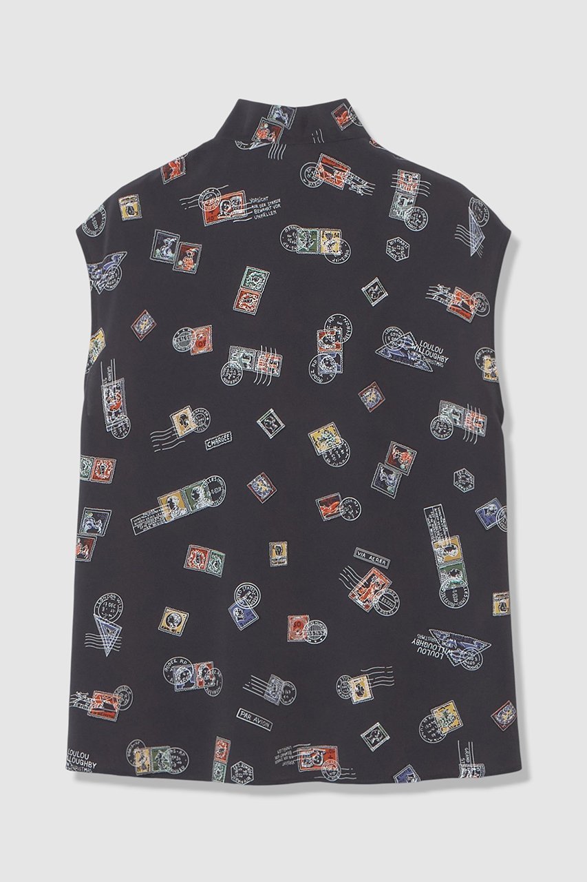 【アルアバイル/allureville】の【LOULOU WILLOUGHBY】レタープリントリボンブラウス 人気、トレンドファッション・服の通販 founy(ファニー) 　ファッション　Fashion　レディースファッション　Fashion for Women　トップス・カットソー　Cut & Sew Tops　シャツ・ブラウス・オフィスカジュアル　Elegant Blouses & Button-Ups　ショート　Short, Short Length　スリーブ　Sleeve, Long Sleeve / Short Sleeve　フレンチ　French, French Style　プリント　Print, Printed Pattern　モチーフ　Motif, Design Theme　other-2|ID: prp329100004907644 ipo3291000000036755691