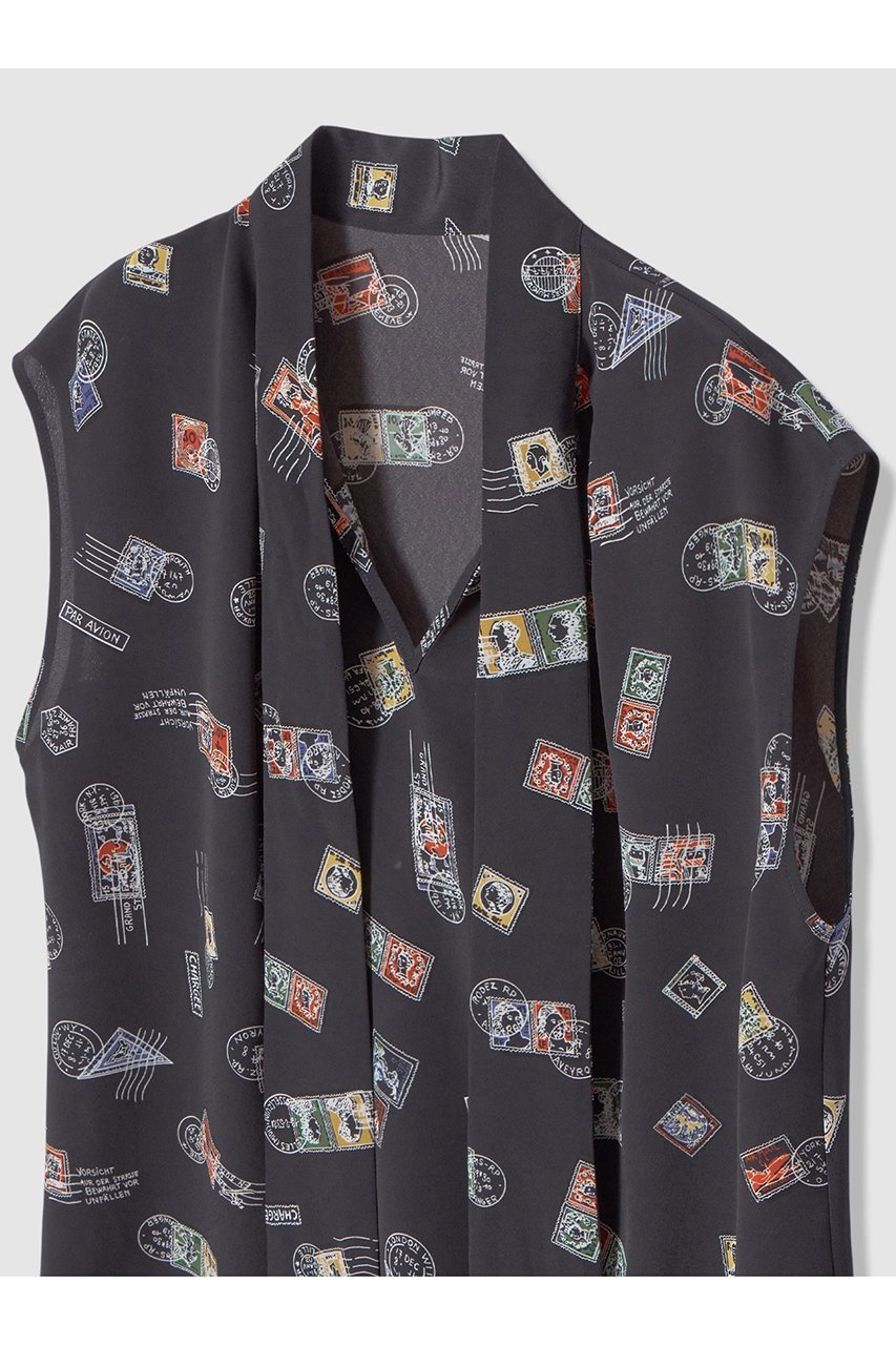 【アルアバイル/allureville】の【LOULOU WILLOUGHBY】レタープリントリボンブラウス 人気、トレンドファッション・服の通販 founy(ファニー) 　ファッション　Fashion　レディースファッション　Fashion for Women　トップス・カットソー　Cut & Sew Tops　シャツ・ブラウス・オフィスカジュアル　Elegant Blouses & Button-Ups　ショート　Short, Short Length　スリーブ　Sleeve, Long Sleeve / Short Sleeve　フレンチ　French, French Style　プリント　Print, Printed Pattern　モチーフ　Motif, Design Theme　other-4|ID: prp329100004907644 ipo3291000000036755693