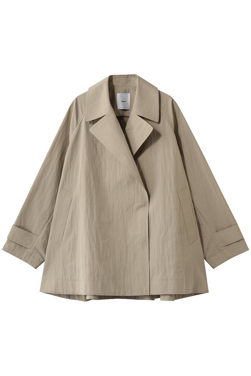 【エブール/ebure】のライトシュリンクコットン ショートコート インテリア・キッズ・メンズ・レディースファッション・服の通販 founy(ファニー) 　ファッション　Fashion　レディースファッション　Fashion for Women　アウター　Coat / Outerwear Collection　コート・ロングコート・ピーコート　Long Coats, Peacoats & More　おすすめ　Recommended / Our Picks　ショート　Short, Short Length　ダブル　Double, Double-Breasted　ツイル　Twist, Twisted Detail　ワッシャー　Washer, Crinkled Finish　再入荷　Restock / Back in Stock　ベージュ|ID: prp329100004907645 ipo3291000000036755700
