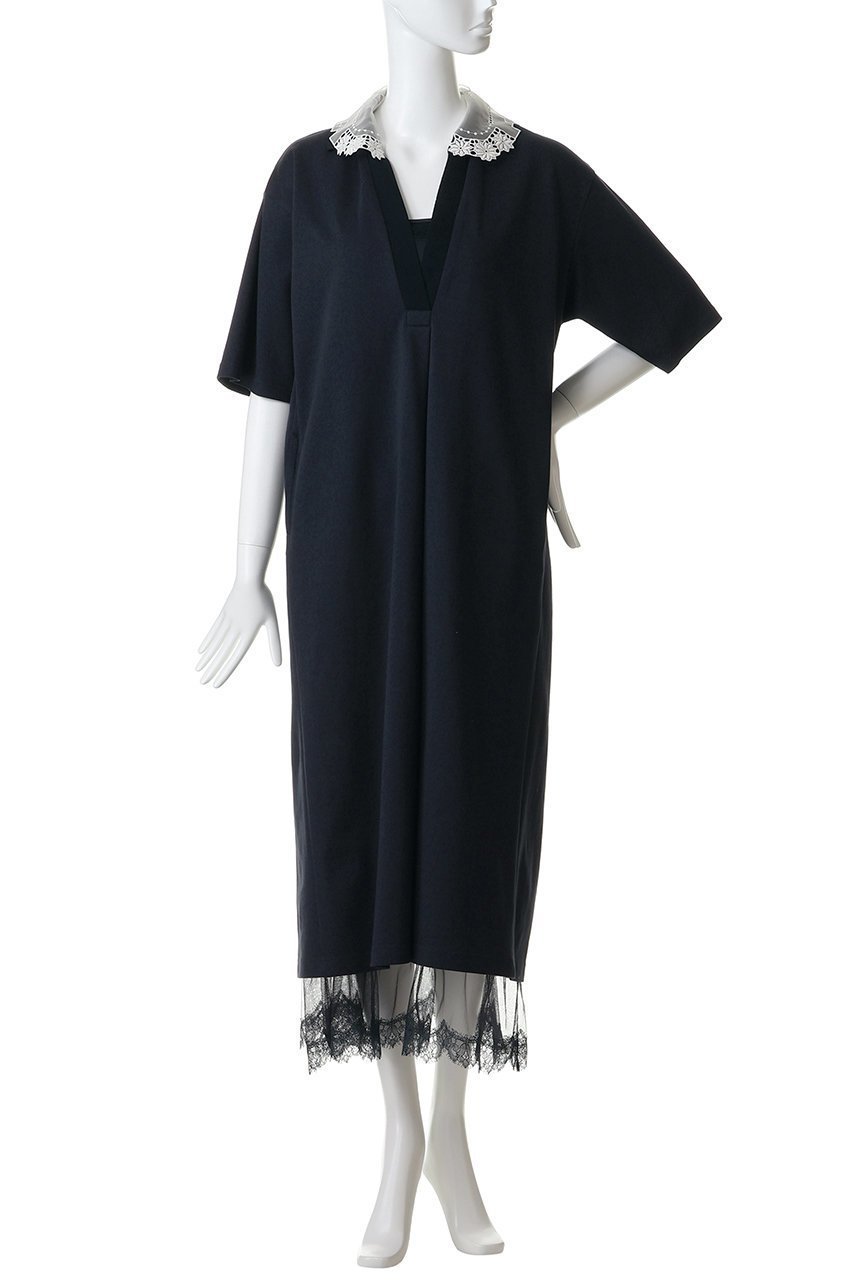 【ミュベール/MUVEIL】のレースカラー付きポロワンピース 人気、トレンドファッション・服の通販 founy(ファニー) 　ファッション　Fashion　レディースファッション　Fashion for Women　ワンピース　Dresses　チュニック　Tunic Tops & Dresses　なめらか　Smooth, Silky Texture　インナー　Innerwear　オーガンジー　Organza Fabric　サテン　Satin, Glossy Fabric　スポーティ　Sporty, Casual Athletic　チュニック　Tunic, Long Top　ドレス　Dress, One-Piece　ラグジュアリー　Luxury, Elegant　レース　Lace, Lace Fabric　ロング　Long, Long-Length　ワーク　Workwear, Utility Style　エレガント 上品　Elegant　新作・新入荷　New Arrivals / New In　other-2|ID: prp329100004907664 ipo3291000000036755856