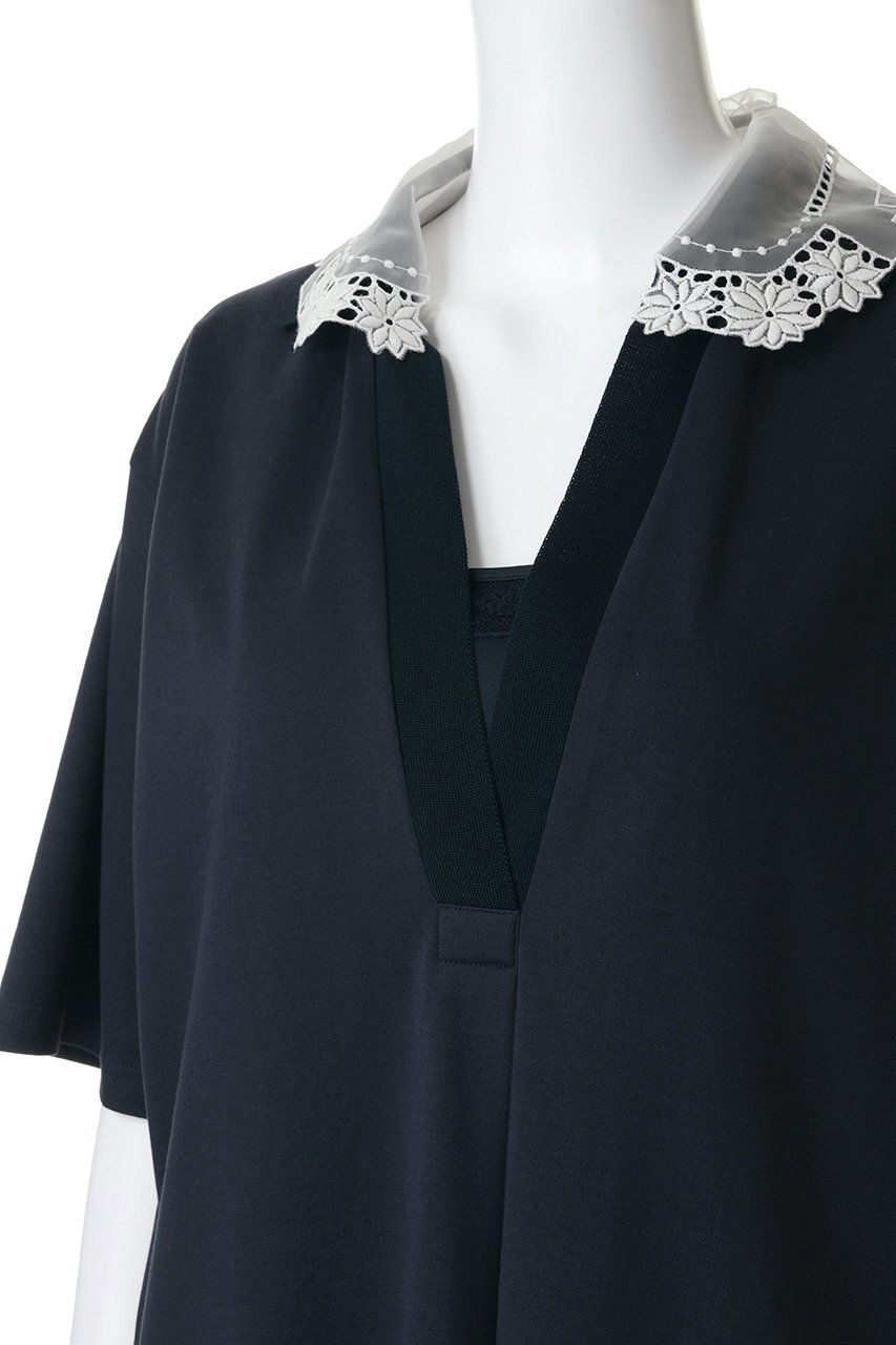 【ミュベール/MUVEIL】のレースカラー付きポロワンピース 人気、トレンドファッション・服の通販 founy(ファニー) 　ファッション　Fashion　レディースファッション　Fashion for Women　ワンピース　Dresses　チュニック　Tunic Tops & Dresses　なめらか　Smooth, Silky Texture　インナー　Innerwear　オーガンジー　Organza Fabric　サテン　Satin, Glossy Fabric　スポーティ　Sporty, Casual Athletic　チュニック　Tunic, Long Top　ドレス　Dress, One-Piece　ラグジュアリー　Luxury, Elegant　レース　Lace, Lace Fabric　ロング　Long, Long-Length　ワーク　Workwear, Utility Style　エレガント 上品　Elegant　新作・新入荷　New Arrivals / New In　other-5|ID: prp329100004907664 ipo3291000000036755859