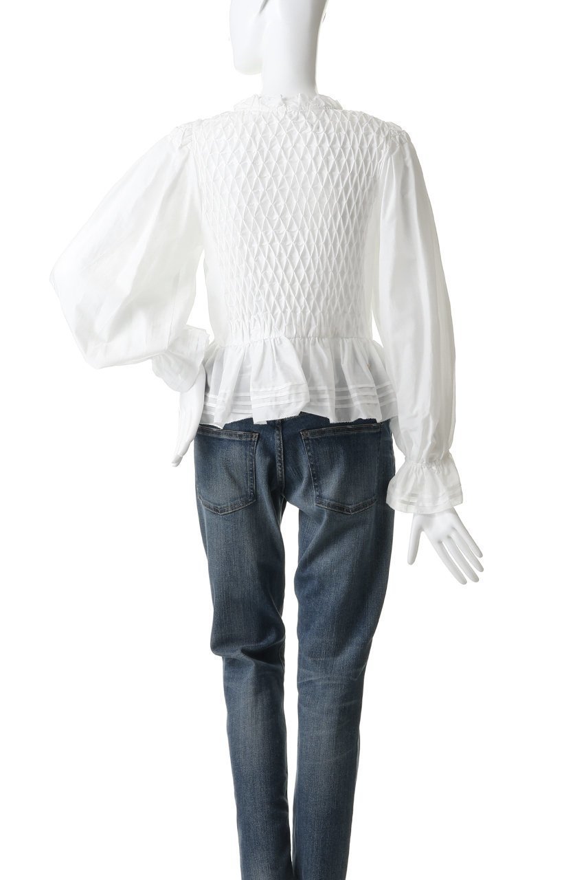 【ミュベール/MUVEIL】のスモッキングブラウス 人気、トレンドファッション・服の通販 founy(ファニー) 　ファッション　Fashion　レディースファッション　Fashion for Women　トップス・カットソー　Cut & Sew Tops　シャツ・ブラウス・オフィスカジュアル　Elegant Blouses & Button-Ups　おすすめ　Recommended / Our Picks　エレガント 上品　Elegant　スモッキング　Smocking, Gathered Stitching　スリーブ　Sleeve, Long Sleeve / Short Sleeve　デニム　Denim, Jeans Material　フリル　Frill, Ruffle　ペプラム　Peplum, Flared Hem　ロング　Long, Long-Length　新作・新入荷　New Arrivals / New In　羽織　Haori, Light Jacket　other-4|ID: prp329100004907665 ipo3291000000036755867