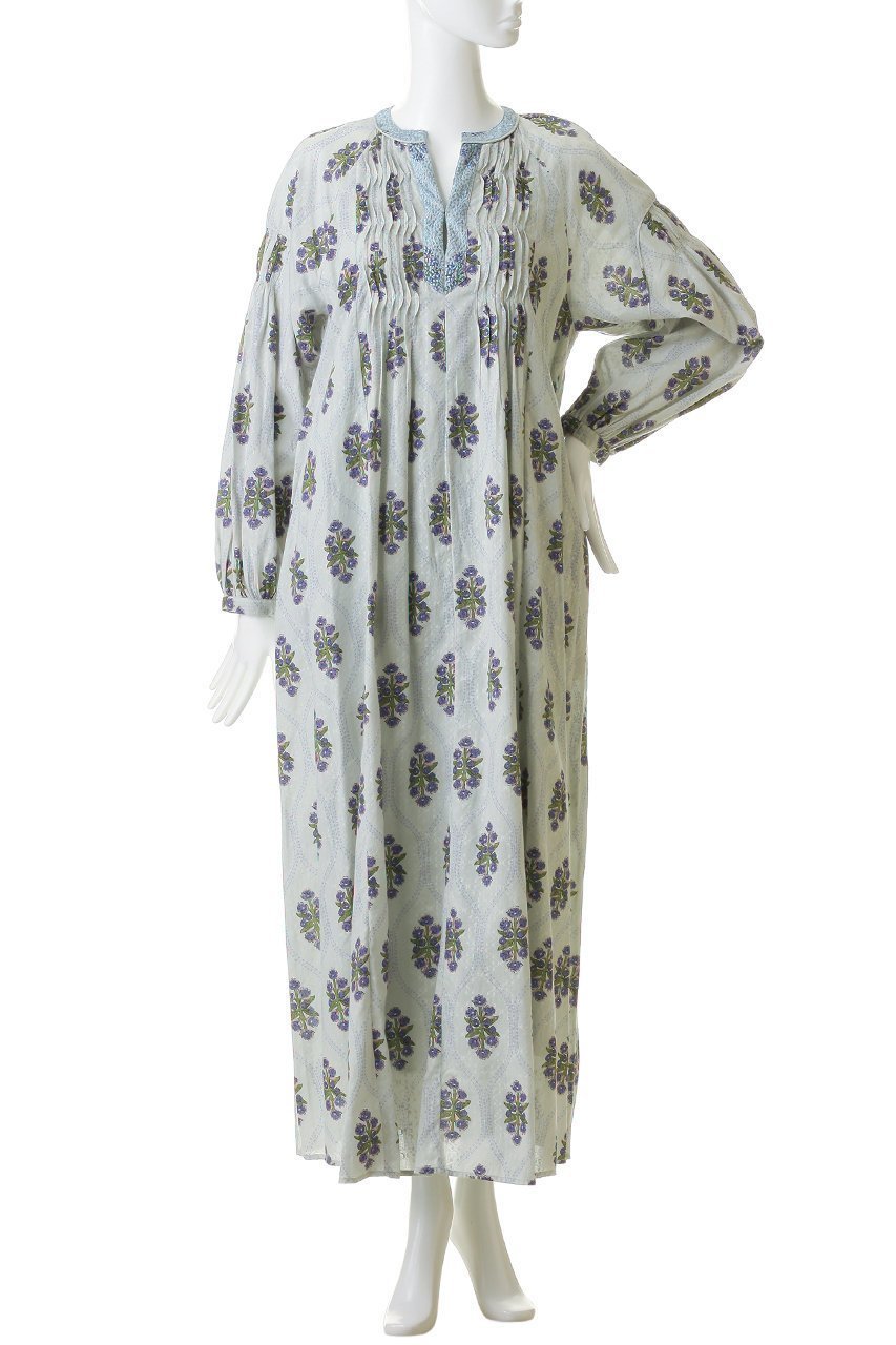 【ヌキテパ/NE QUITTEZ PAS】のCotton ジャガード イベリス プリント ピンタック ドレス 人気、トレンドファッション・服の通販 founy(ファニー) 　ファッション　Fashion　レディースファッション　Fashion for Women　ワンピース　Dresses　フォーマル・パーティードレス・結婚式用ドレス　Elegant & Casual Dresses　チュニック　Tunic Tops & Dresses　ギャザー　Gathered, Ruffled　チュニック　Tunic, Long Top　ドレス　Dress, One-Piece　プリント　Print, Printed Pattern　リラックス　Relax, Relaxed Fit　ロング　Long, Long-Length　新作・新入荷　New Arrivals / New In　other-6|ID: prp329100004907670 ipo3291000000036755909