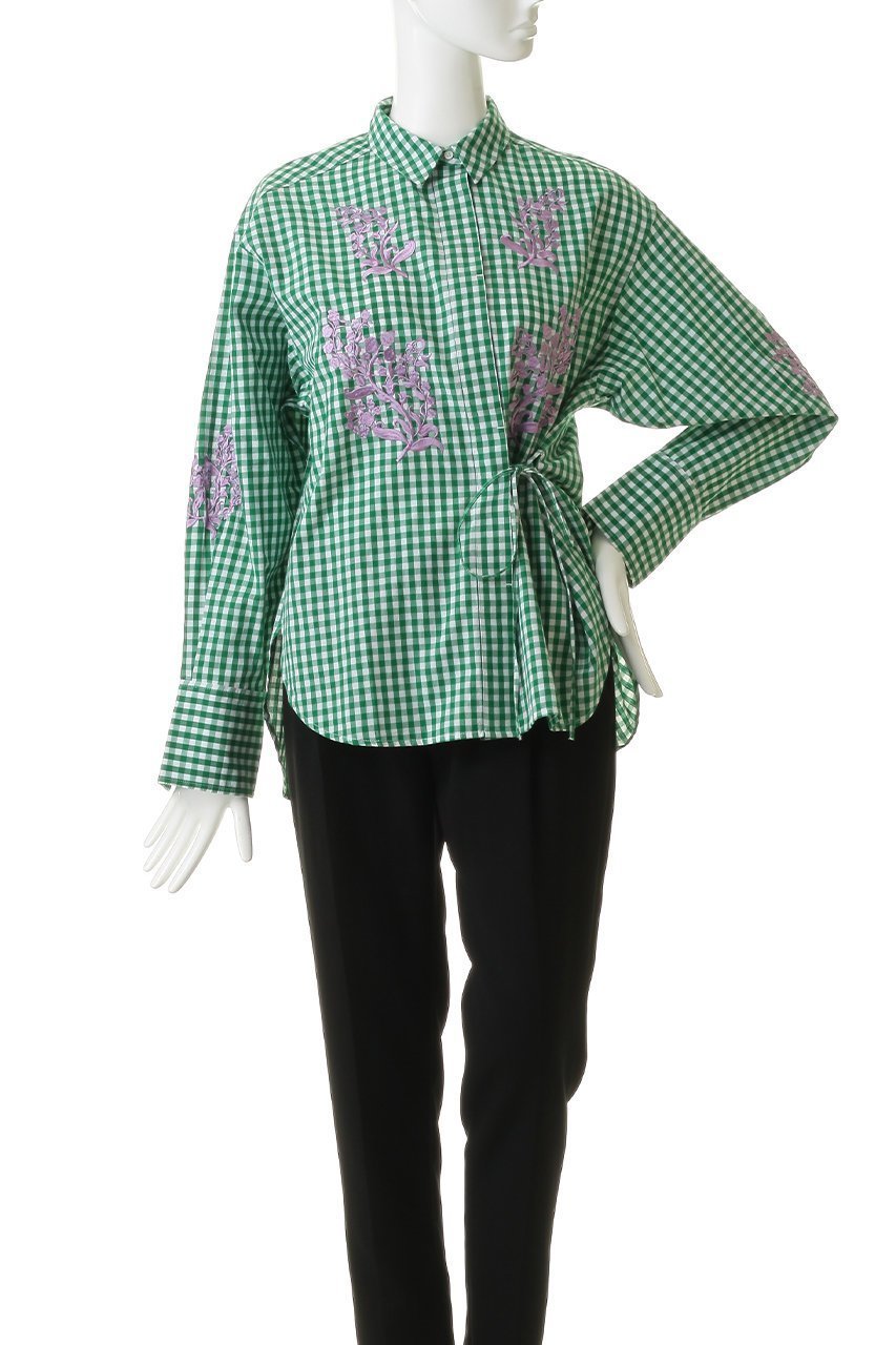 【ヌキテパ/NE QUITTEZ PAS】のCotton Poplin Mimosa エンブロイダリー シャツ 人気、トレンドファッション・服の通販 founy(ファニー) 　ファッション　Fashion　レディースファッション　Fashion for Women　トップス・カットソー　Cut & Sew Tops　シャツ・ブラウス・オフィスカジュアル　Elegant Blouses & Button-Ups　エンブロイダリー　Embroidery Design　カシュクール　Wrap Design　スリーブ　Sleeve, Long Sleeve / Short Sleeve　デニム　Denim, Jeans Material　リボン　Ribbon, Bow　ループ　Loop, Loop Knit　ロング　Long, Long-Length　新作・新入荷　New Arrivals / New In　春　Spring　other-2|ID: prp329100004907672 ipo3291000000036755921