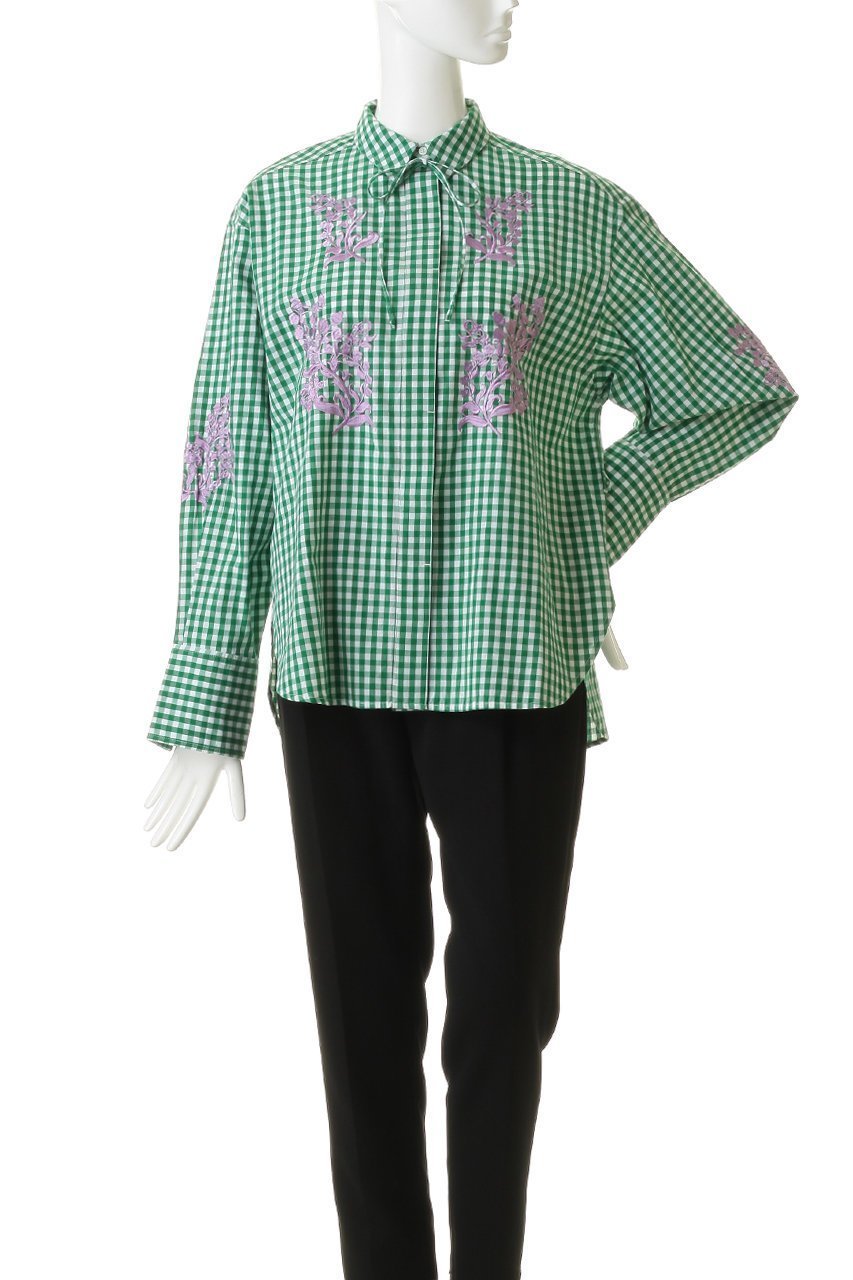【ヌキテパ/NE QUITTEZ PAS】のCotton Poplin Mimosa エンブロイダリー シャツ 人気、トレンドファッション・服の通販 founy(ファニー) 　ファッション　Fashion　レディースファッション　Fashion for Women　トップス・カットソー　Cut & Sew Tops　シャツ・ブラウス・オフィスカジュアル　Elegant Blouses & Button-Ups　エンブロイダリー　Embroidery Design　カシュクール　Wrap Design　スリーブ　Sleeve, Long Sleeve / Short Sleeve　デニム　Denim, Jeans Material　リボン　Ribbon, Bow　ループ　Loop, Loop Knit　ロング　Long, Long-Length　新作・新入荷　New Arrivals / New In　春　Spring　other-7|ID: prp329100004907672 ipo3291000000036755926