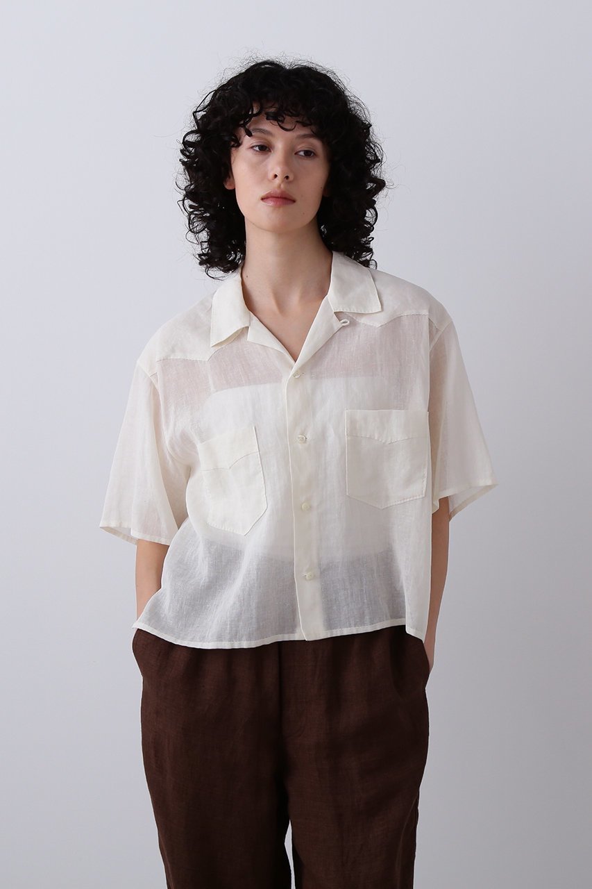 【イレーヴ/YLEVE】のCOTTON RAMIE VOILE ハンドステッチ シャツ 人気、トレンドファッション・服の通販 founy(ファニー) 　ファッション　Fashion　レディースファッション　Fashion for Women　トップス・カットソー　Cut & Sew Tops　シャツ・ブラウス・オフィスカジュアル　Elegant Blouses & Button-Ups　おすすめ　Recommended / Our Picks　ウエスタン　Western Style　ショート　Short, Short Length　スリーブ　Sleeve, Long Sleeve / Short Sleeve　タンク　Tank Top, Sleeveless Top　ハンド　Hand, Handmade　バランス　Balance, Style Balance　ワイド　Wide, Wide Fit　ワーク　Workwear, Utility Style　新作・新入荷　New Arrivals / New In　羽織　Haori, Light Jacket　other-7|ID: prp329100004907674 ipo3291000000036755945