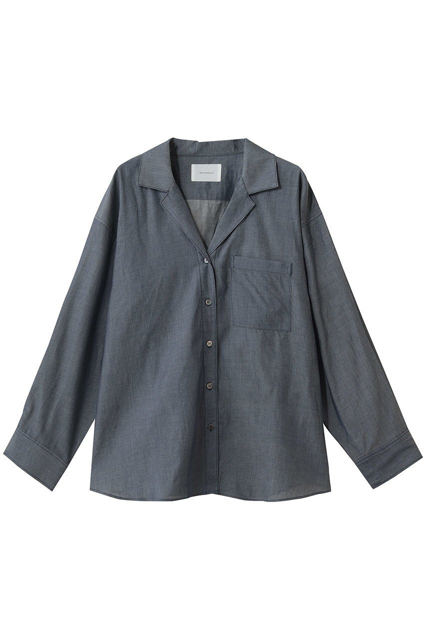 【ミディウミソリッド/MIDIUMISOLID】のsheer denim open collar shirt シャツ 人気、トレンドファッション・服の通販 founy(ファニー) 　ファッション　Fashion　レディースファッション　Fashion for Women　トップス・カットソー　Cut & Sew Tops　シャツ・ブラウス・オフィスカジュアル　Elegant Blouses & Button-Ups　おすすめ　Recommended / Our Picks　シアー　Sheer, See-Through　スリーブ　Sleeve, Long Sleeve / Short Sleeve　デニム　Denim, Jeans Material　ロング　Long, Long-Length　再入荷　Restock / Back in Stock　夏　Summer　 other-1|ID: prp329100004907680 ipo3291000000036755989