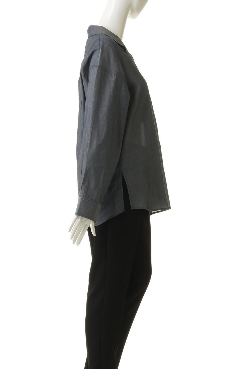 【ミディウミソリッド/MIDIUMISOLID】のsheer denim open collar shirt シャツ 人気、トレンドファッション・服の通販 founy(ファニー) 　ファッション　Fashion　レディースファッション　Fashion for Women　トップス・カットソー　Cut & Sew Tops　シャツ・ブラウス・オフィスカジュアル　Elegant Blouses & Button-Ups　おすすめ　Recommended / Our Picks　シアー　Sheer, See-Through　スリーブ　Sleeve, Long Sleeve / Short Sleeve　デニム　Denim, Jeans Material　ロング　Long, Long-Length　再入荷　Restock / Back in Stock　夏　Summer　other-3|ID: prp329100004907680 ipo3291000000036755992