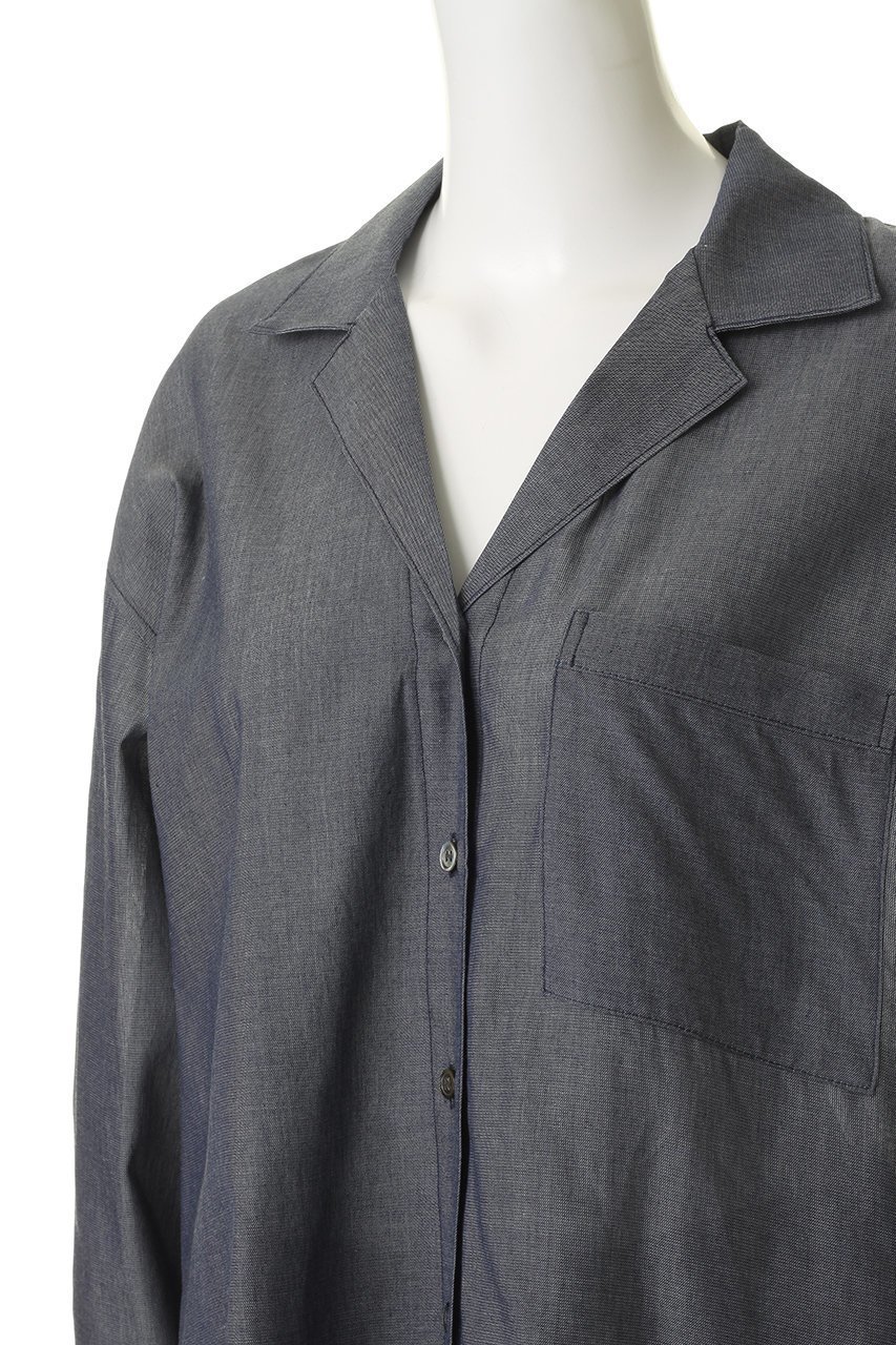 【ミディウミソリッド/MIDIUMISOLID】のsheer denim open collar shirt シャツ 人気、トレンドファッション・服の通販 founy(ファニー) 　ファッション　Fashion　レディースファッション　Fashion for Women　トップス・カットソー　Cut & Sew Tops　シャツ・ブラウス・オフィスカジュアル　Elegant Blouses & Button-Ups　おすすめ　Recommended / Our Picks　シアー　Sheer, See-Through　スリーブ　Sleeve, Long Sleeve / Short Sleeve　デニム　Denim, Jeans Material　ロング　Long, Long-Length　再入荷　Restock / Back in Stock　夏　Summer　other-5|ID: prp329100004907680 ipo3291000000036755994