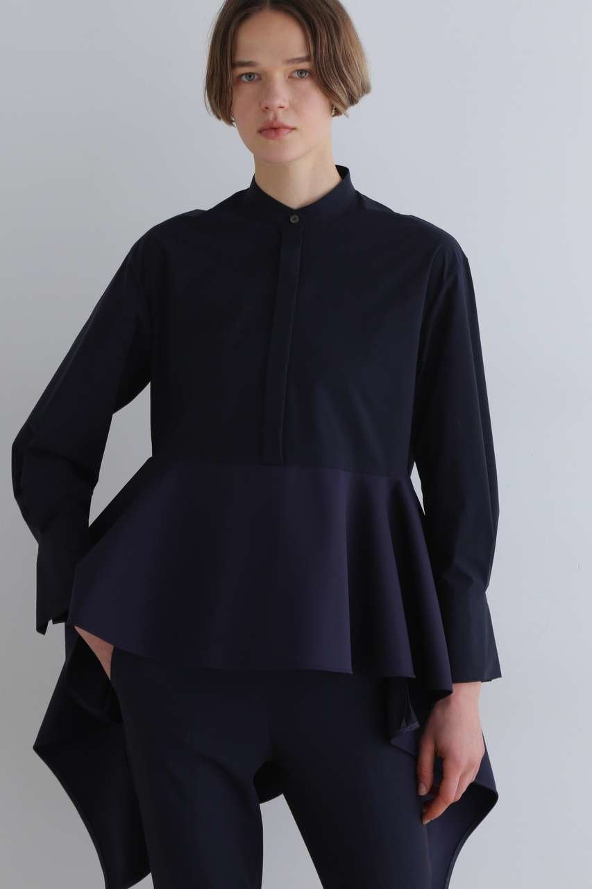 【ル フィル/LE PHIL】のSOLOTEXブロードペプラムシャツ インテリア・キッズ・メンズ・レディースファッション・服の通販 founy(ファニー) 　ファッション　Fashion　レディースファッション　Fashion for Women　トップス・カットソー　Cut & Sew Tops　シャツ・ブラウス・オフィスカジュアル　Elegant Blouses & Button-Ups　スタンダード　Standard, Basic　スリーブ　Sleeve, Long Sleeve / Short Sleeve　ドレープ　Drape, Draping Fabric　フォルム　Silhouette, Form　フロント　Front, Front Design　ペプラム　Peplum, Flared Hem　ロング　Long, Long-Length　新作・新入荷　New Arrivals / New In　ネイビー|ID: prp329100004907681 ipo3291000000036755998